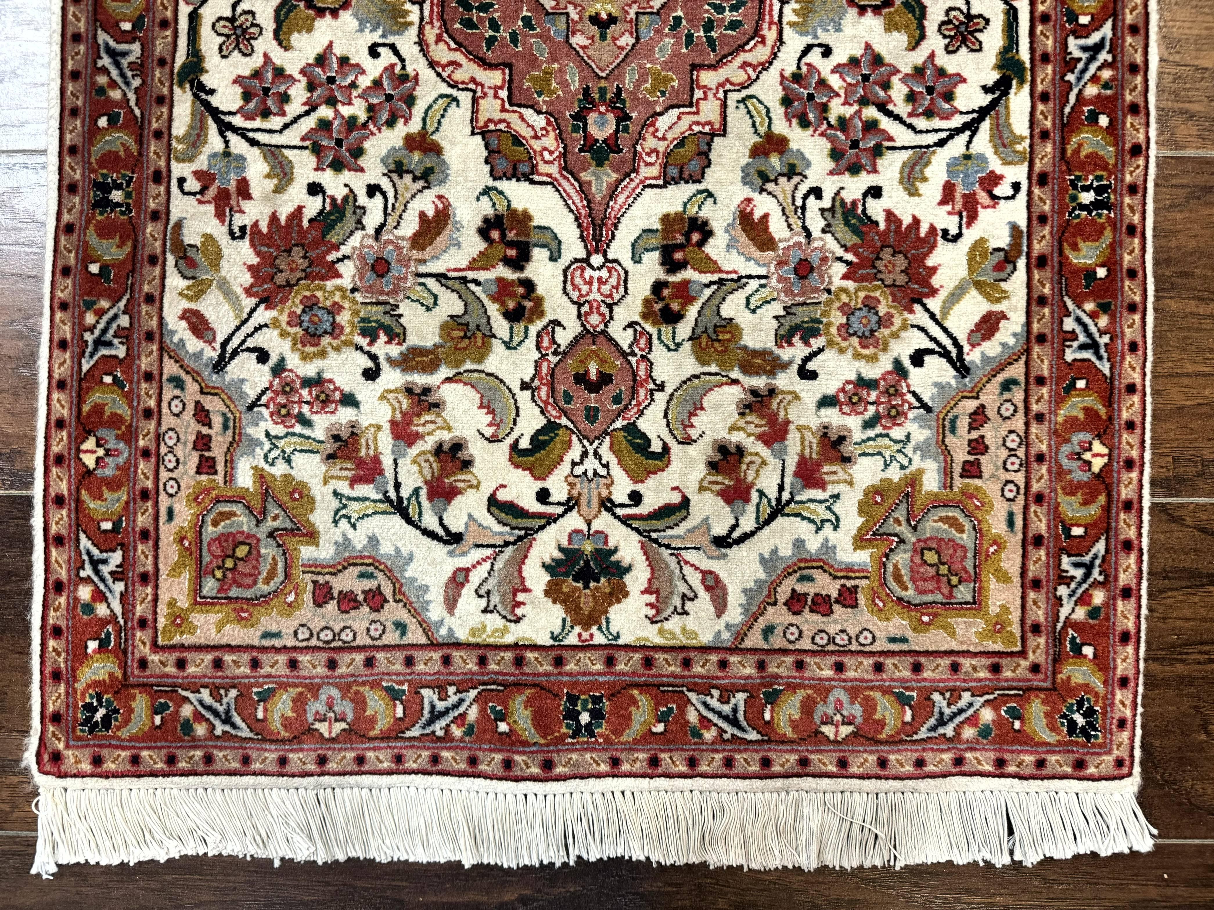 Small Persian Tabriz Rug 2x3, Floral Medallion, Wool and Silk, 340 KPSI - Jewel Rugs