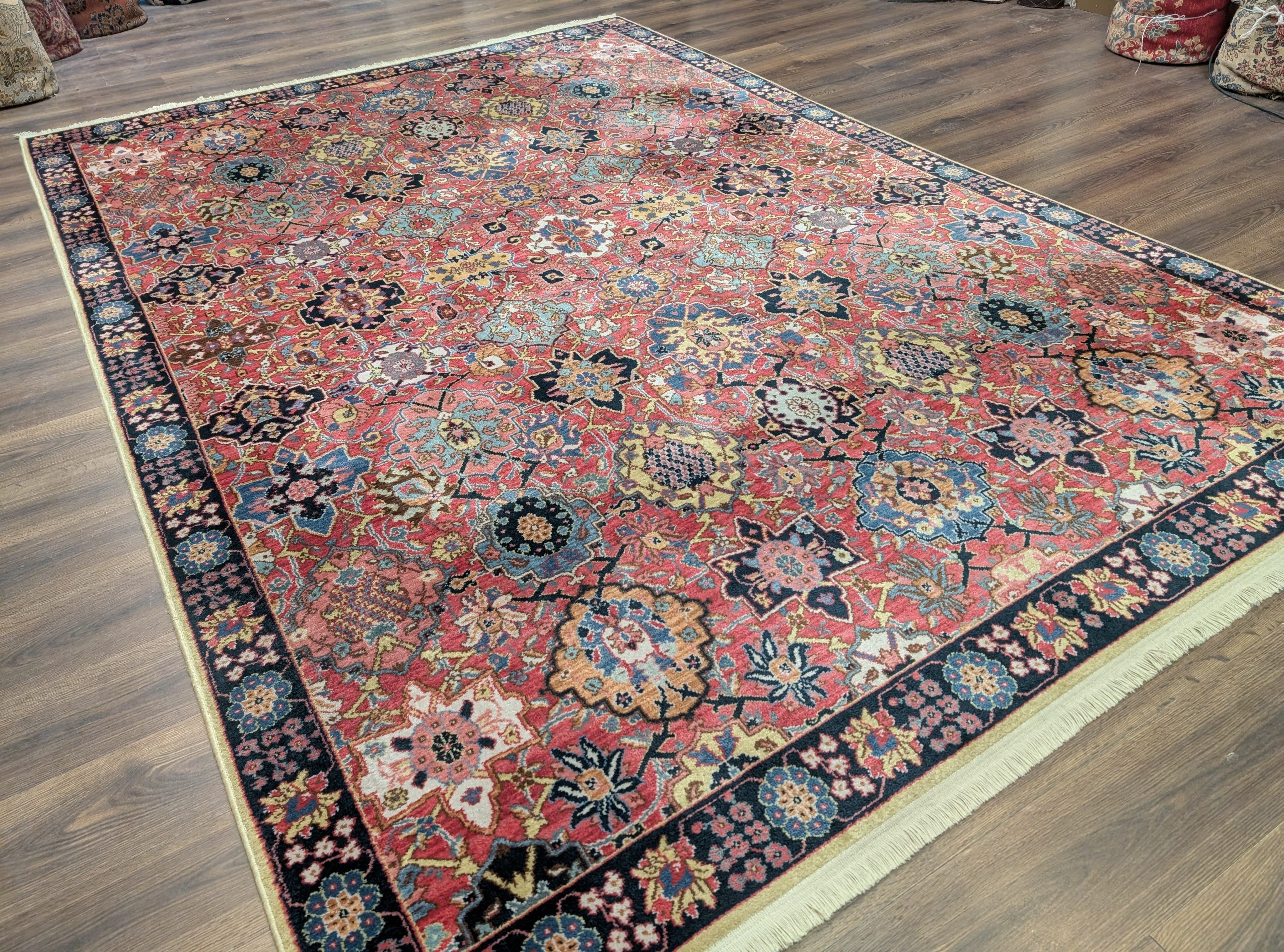 Karastan Rug 8.3 x 11.7, Williamsburg Kerman Vase #557, Wool, Vintage - Jewel Rugs