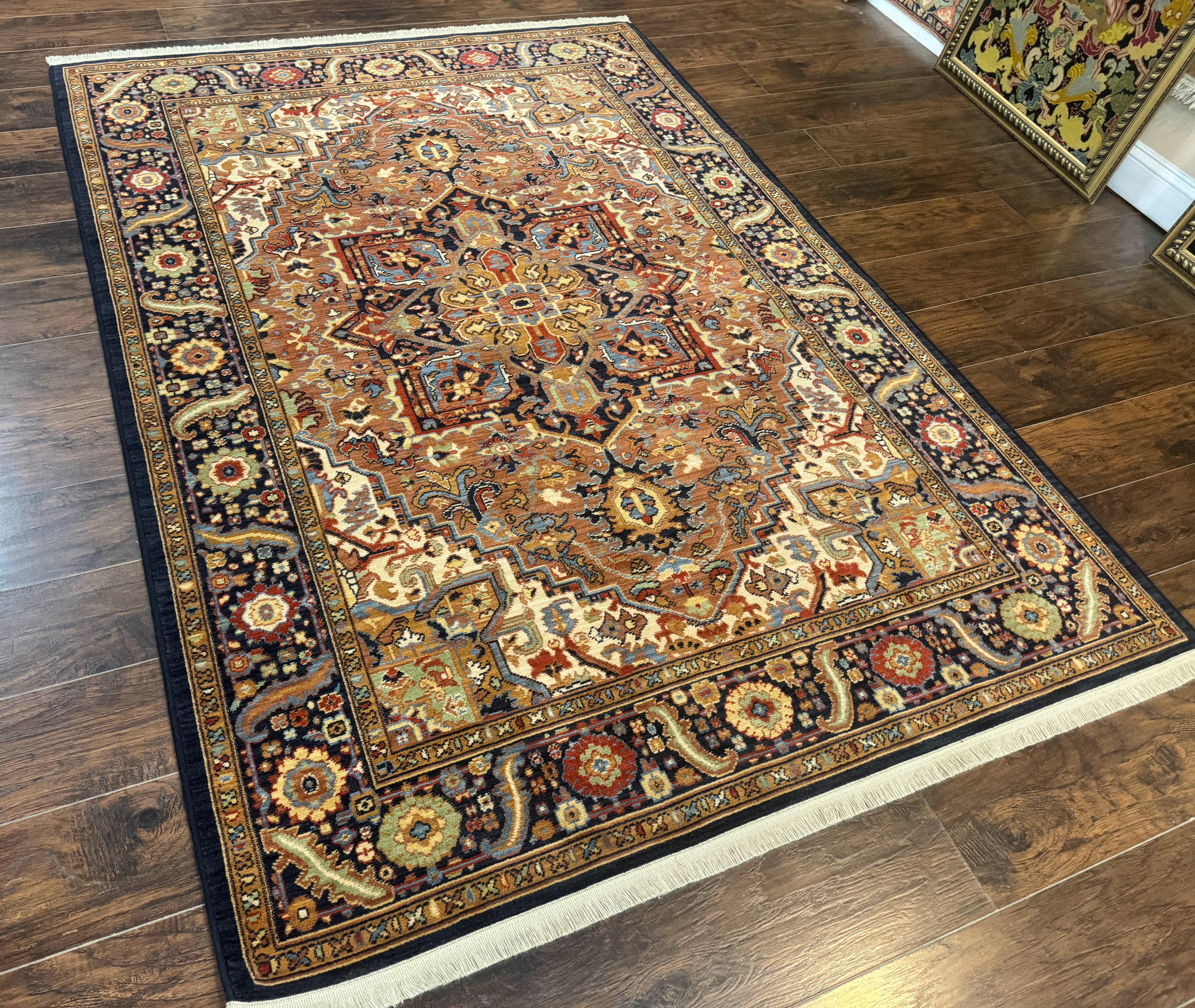 Karastan Rug 6x8, English Manor Windsor Heriz Karastan Carpet, Geometric Design, Wool Pile, Vintage Area Rug - Jewel Rugs