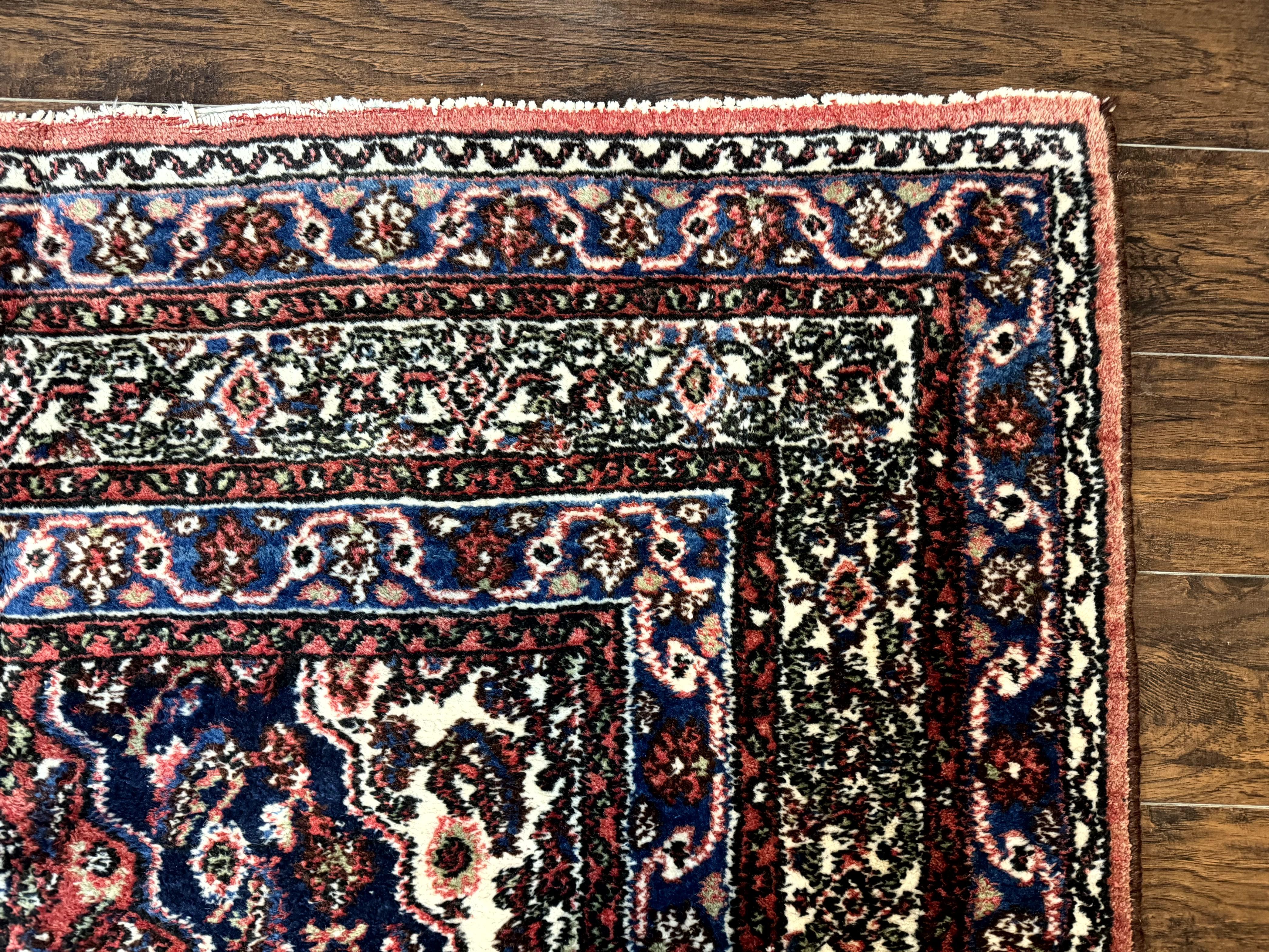 Persian Tribal Rug 6x11, Red Blue Ivory, Antique Persian Carpet, Hamadan Dargazin Carpet - Jewel Rugs