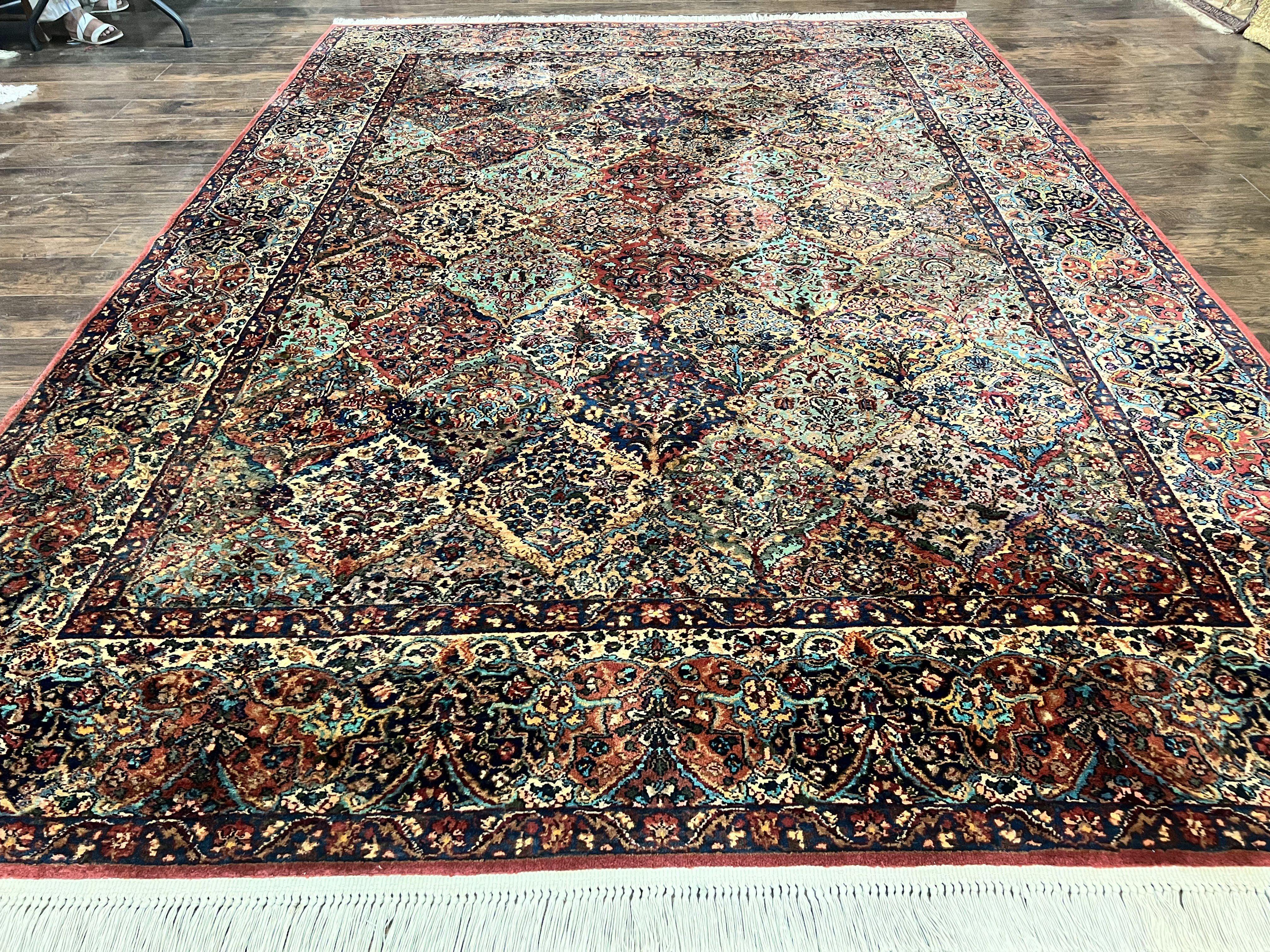 Karastan Rug Multicolor Panel Kirman #717, 8.8 x 12 Karastan Carpet, Vintage Multipanel Kirman, Original 700 Series, Wool, Vintage - Jewel Rugs