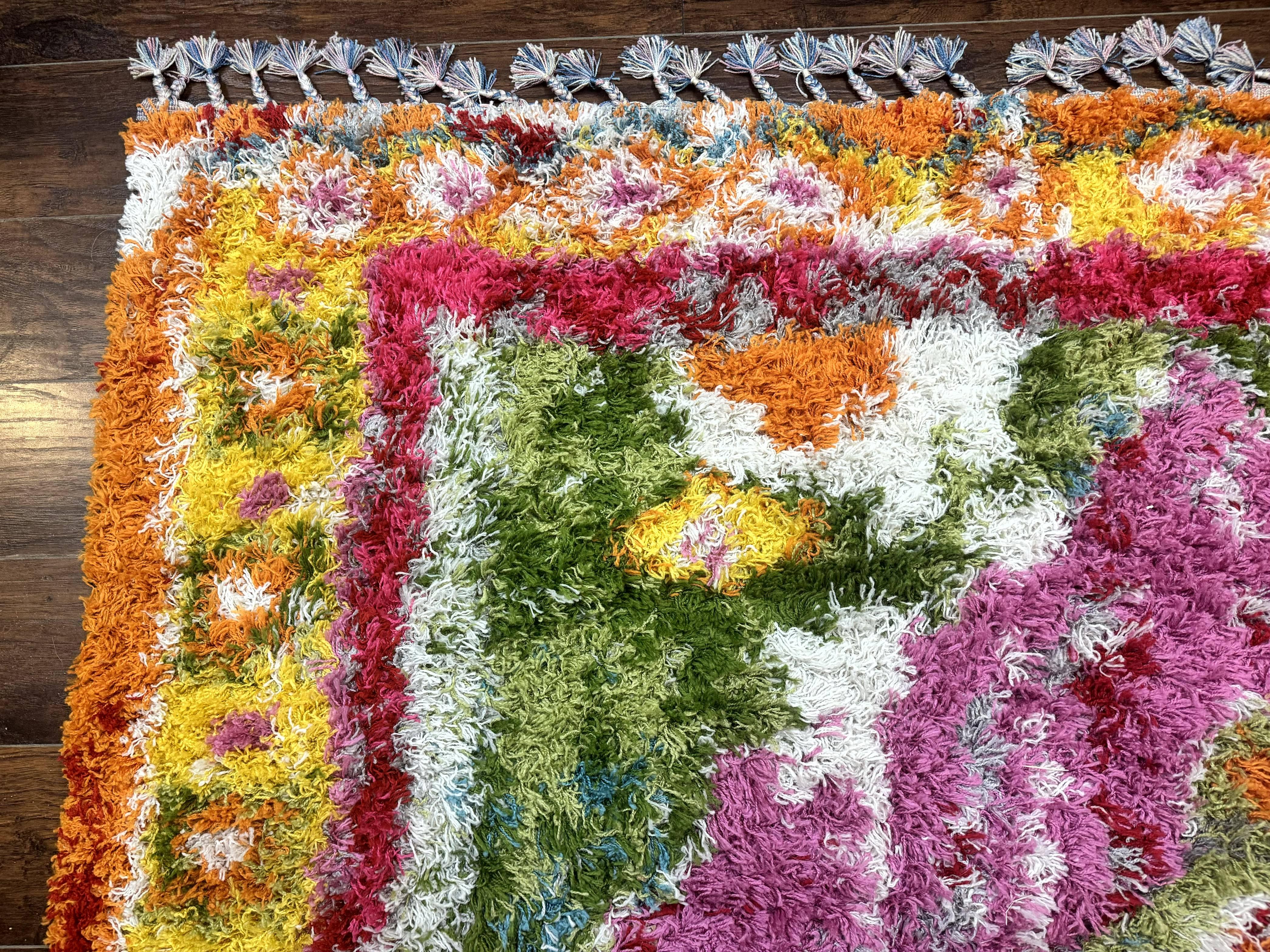 Colorful Shag Rug 8x10, Fuchsia and Multicolor - Jewel Rugs