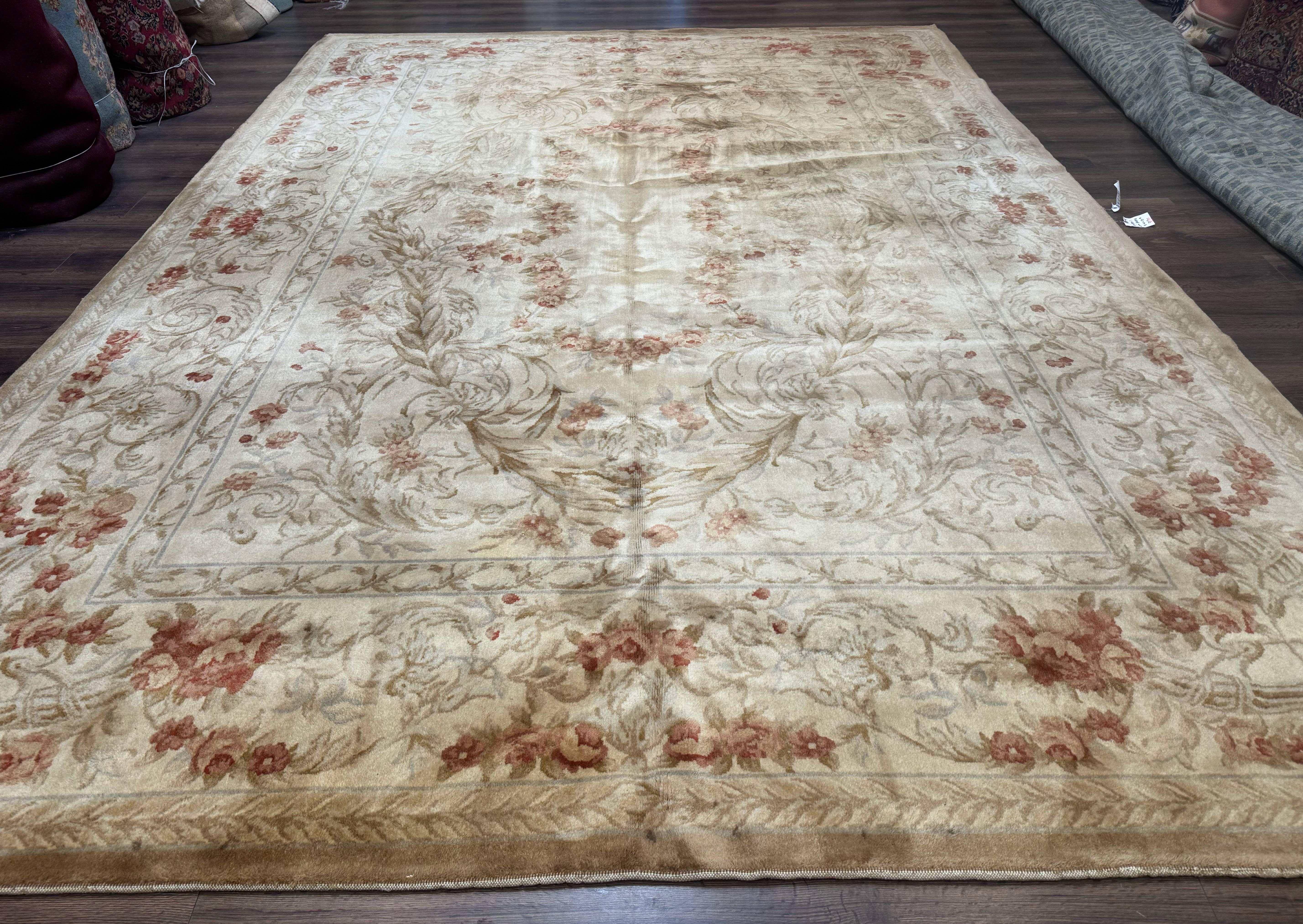 Chinese Aubusson Wool Rug 10x14, European Design, Thick Wool Pile - Jewel Rugs