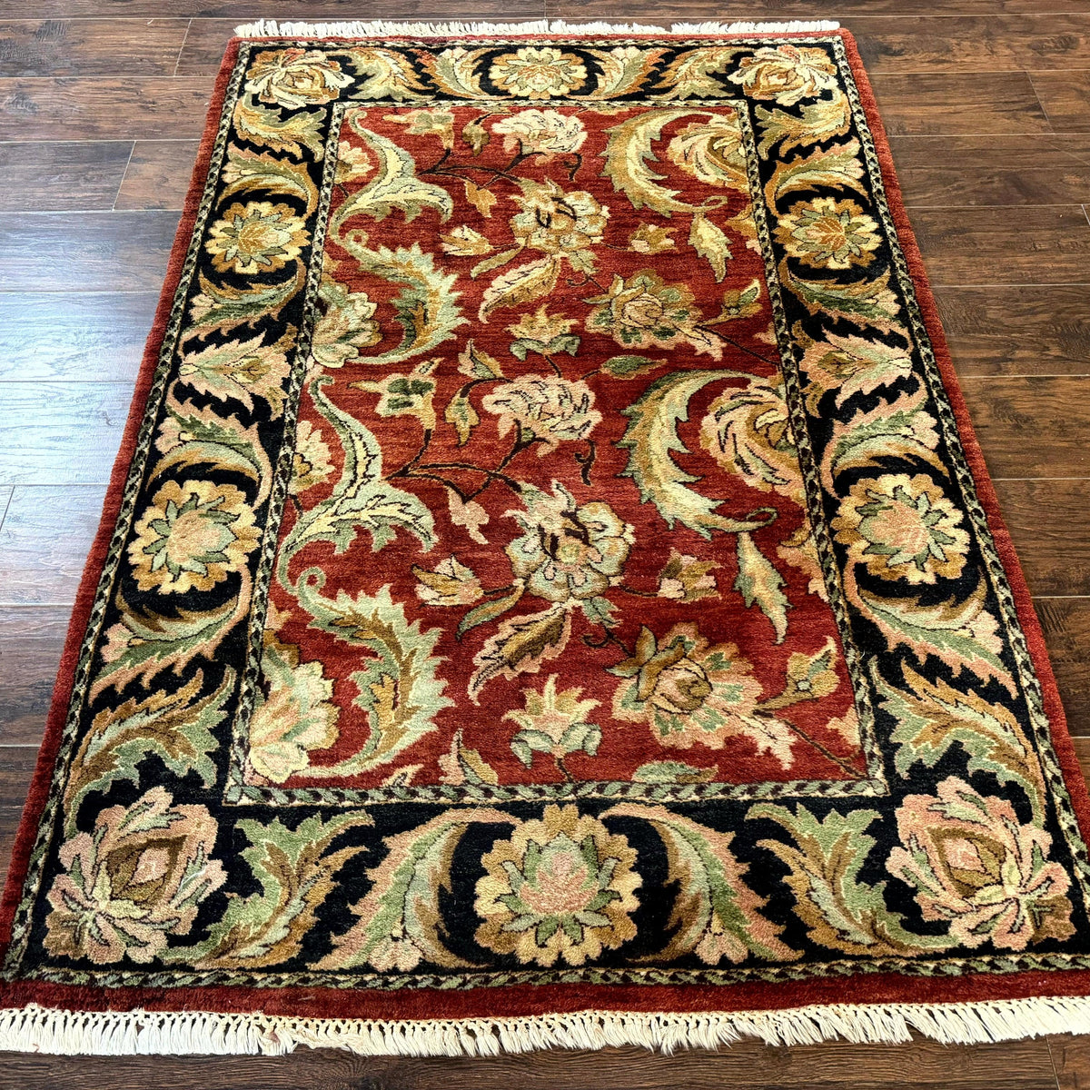 Indo Mahal Rug 4x6, Vintage Traditional Wool Area Rug, Indian Rug, Red ...