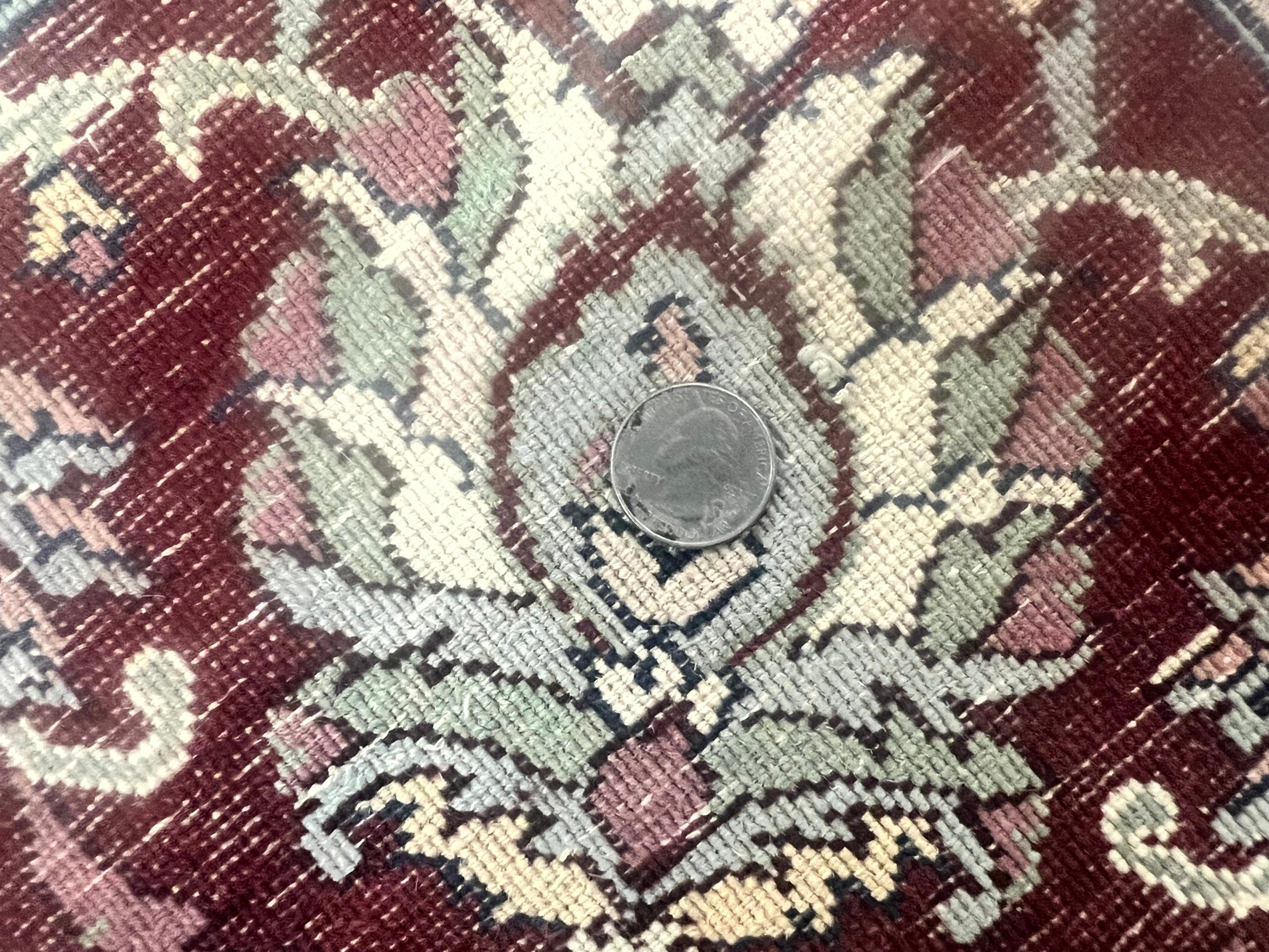 Pak Persian Rug 9x12, Handmade Vintage Traditional Wool Carpet, Floral Medallion, Dark Red Ivory/Cream, Fine 250 KPSI - Jewel Rugs