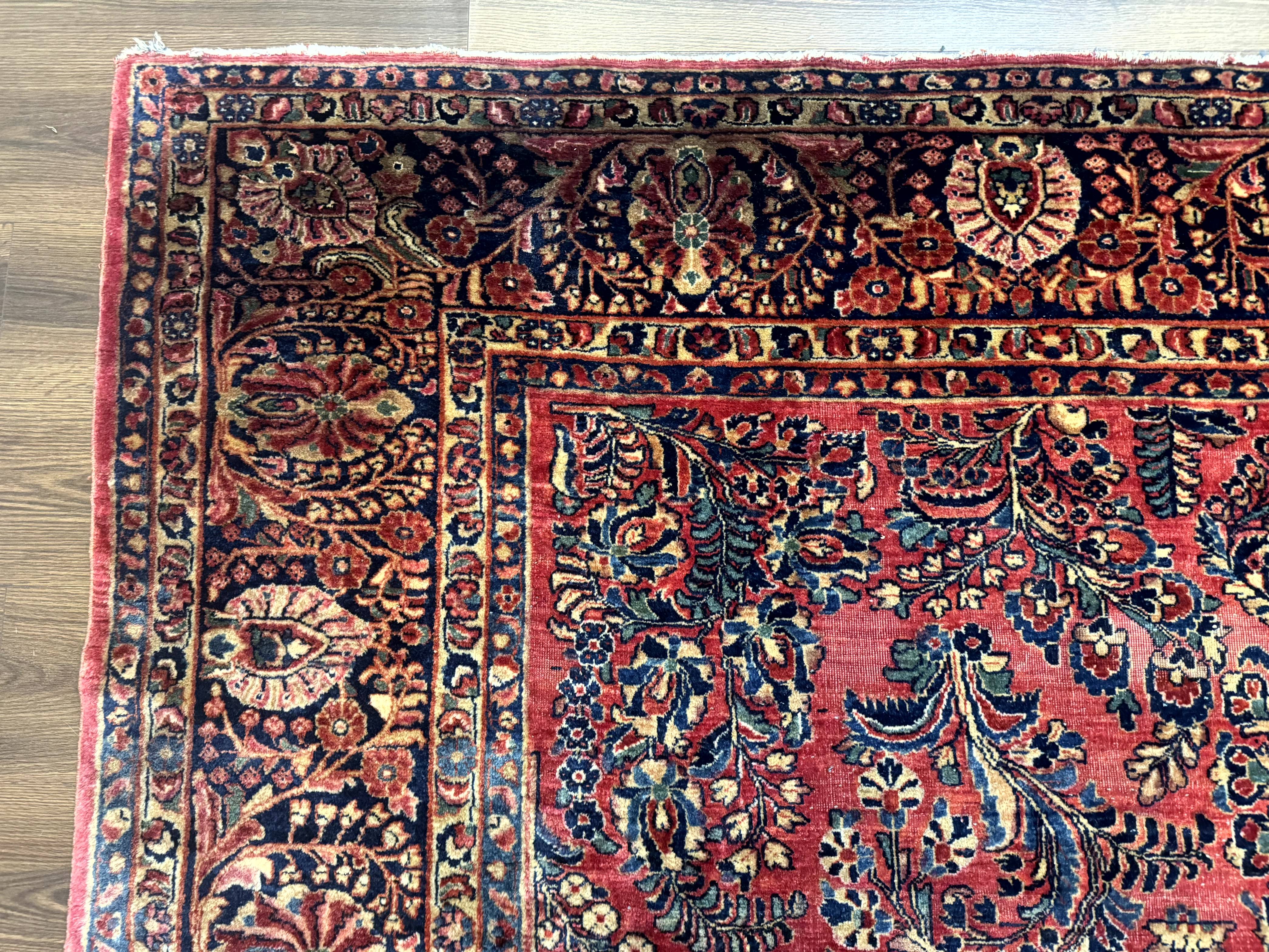 Antique Persian Sarouk Rug 9x12, Red, Floral - Jewel Rugs