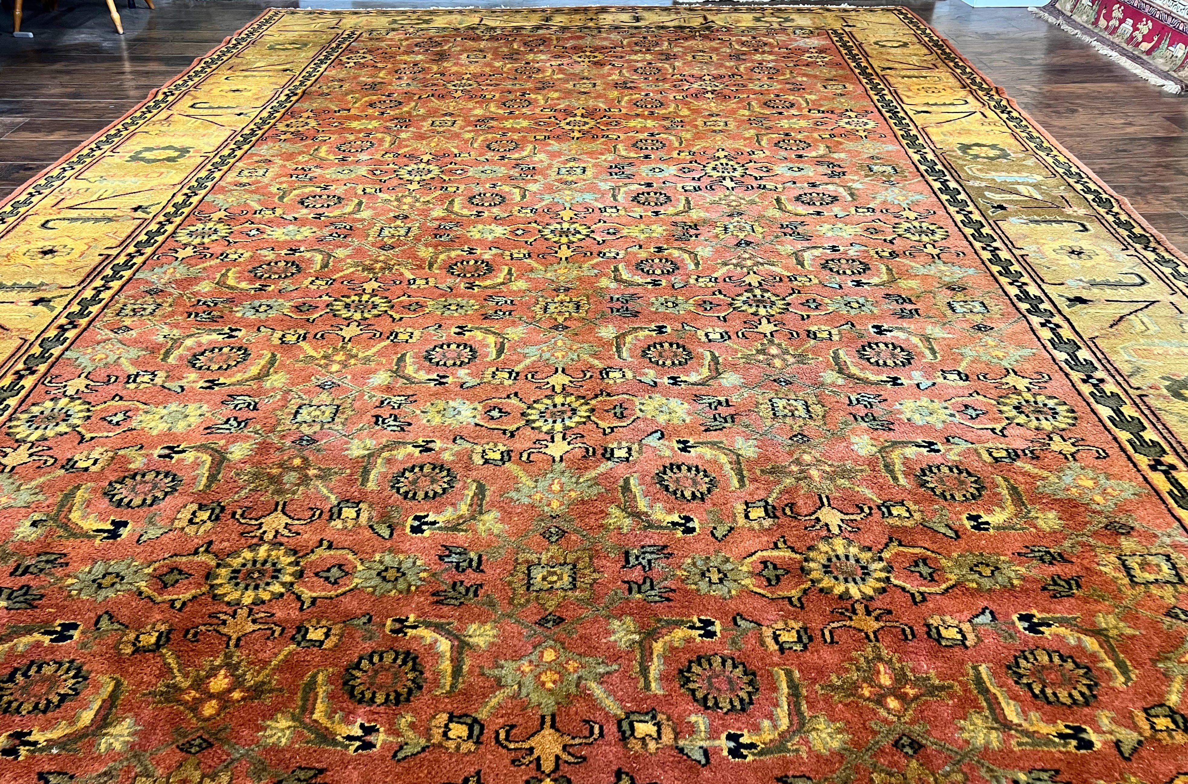 Large Turkish Rug 10x17, Oversized Palace Sized Vintage Handmade Oriental Carpet, Wool Oushak Rug, Light Red - Jewel Rugs