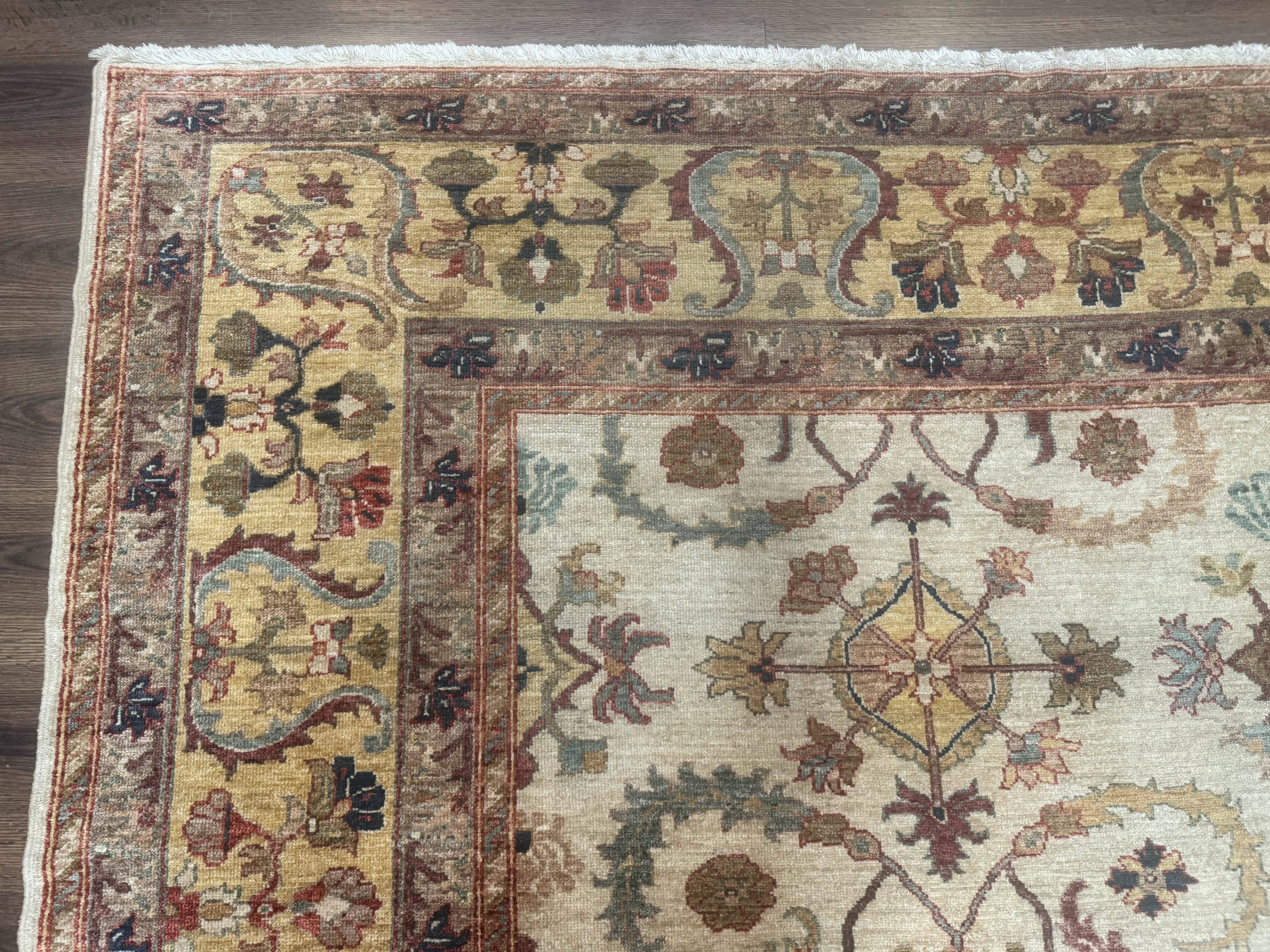 Egyptian Rug 9x12, Mahal Sultanabad Carpet, Handmade Wool Rug, Oatmeal Color - Jewel Rugs