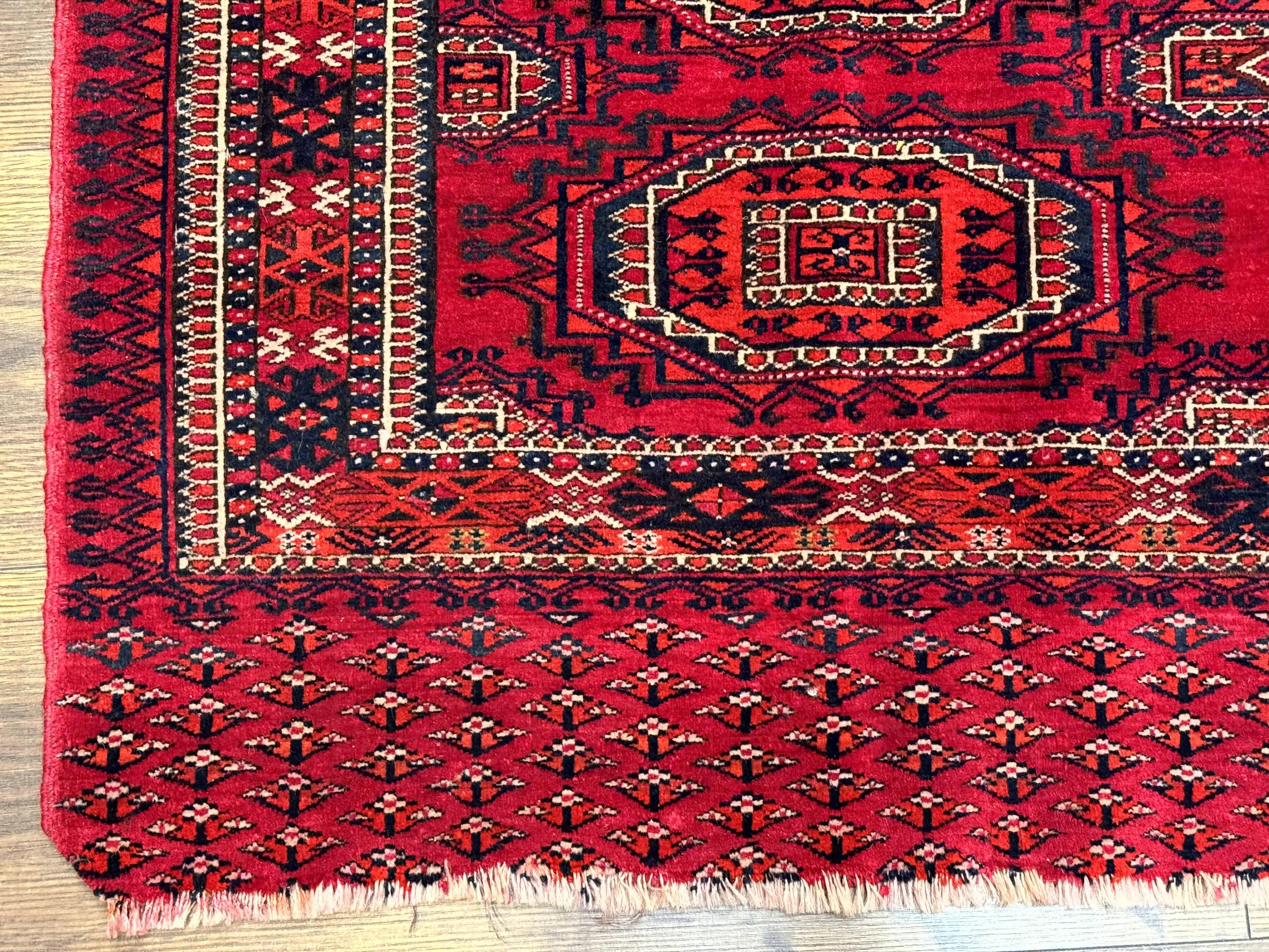 Antique Turkoman Salor Rug, Turkoman Textile, Fine 400 KPSI, Red, Persian Tribal Rug - Jewel Rugs