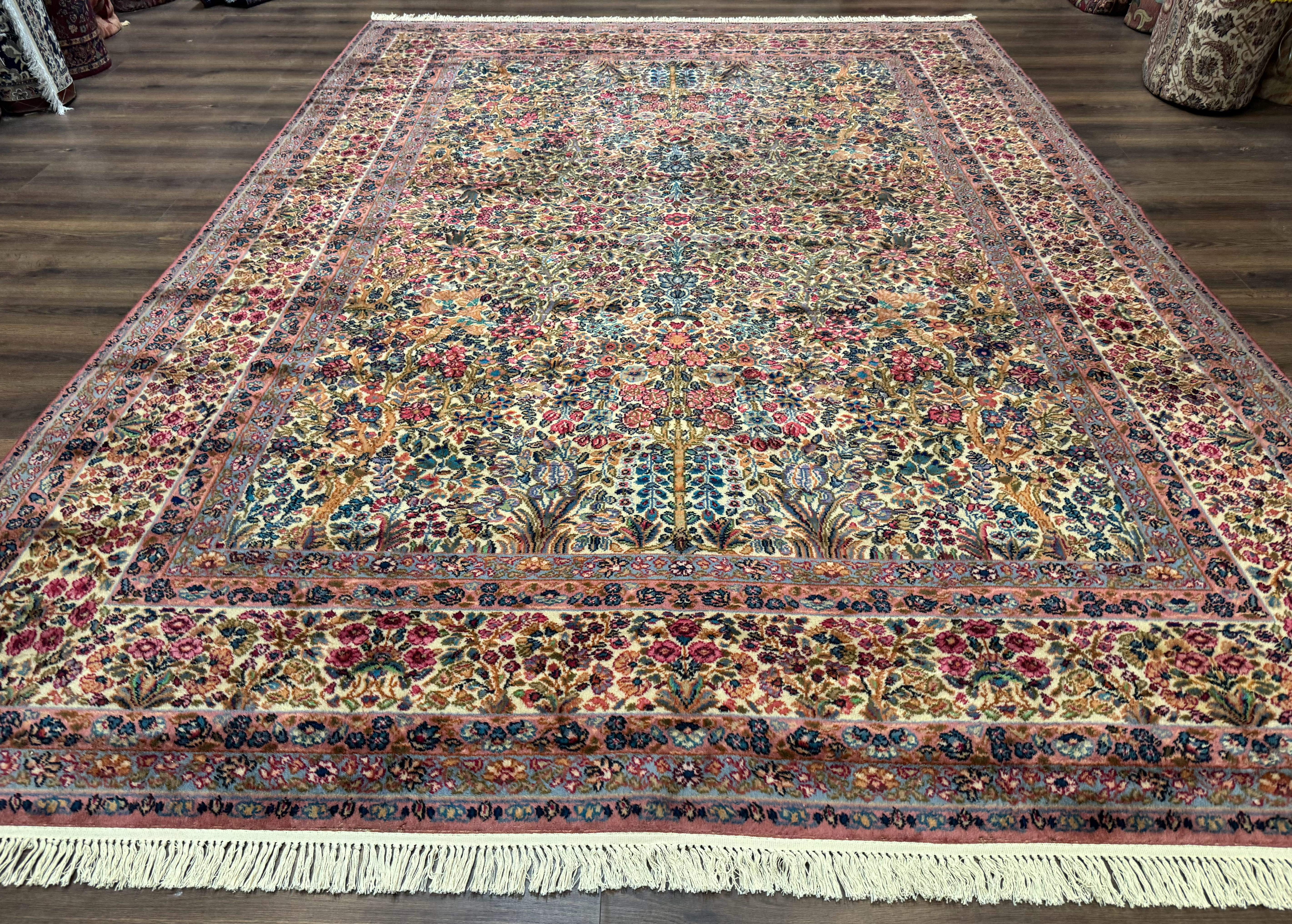 Karastan Rug 9x12, Lanamar Kirman #5519, Wool Antique Floral Karastan Carpet, Tree of Life Design - Jewel Rugs