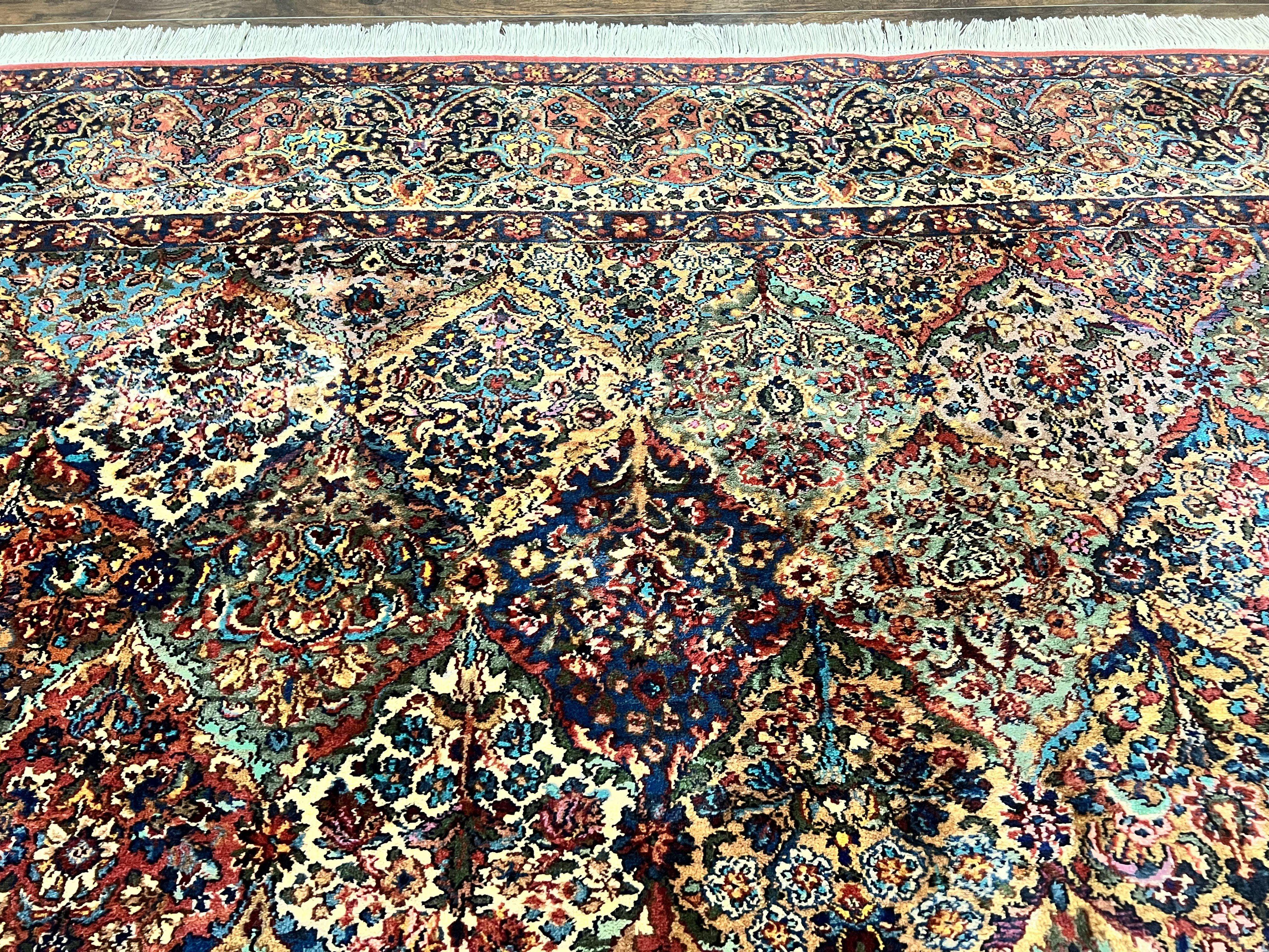 Karastan Rug Multicolor Panel Kirman #717, 8.8 x 12 Karastan Carpet, Vintage Multipanel Kirman, Original 700 Series, Wool, Vintage - Jewel Rugs