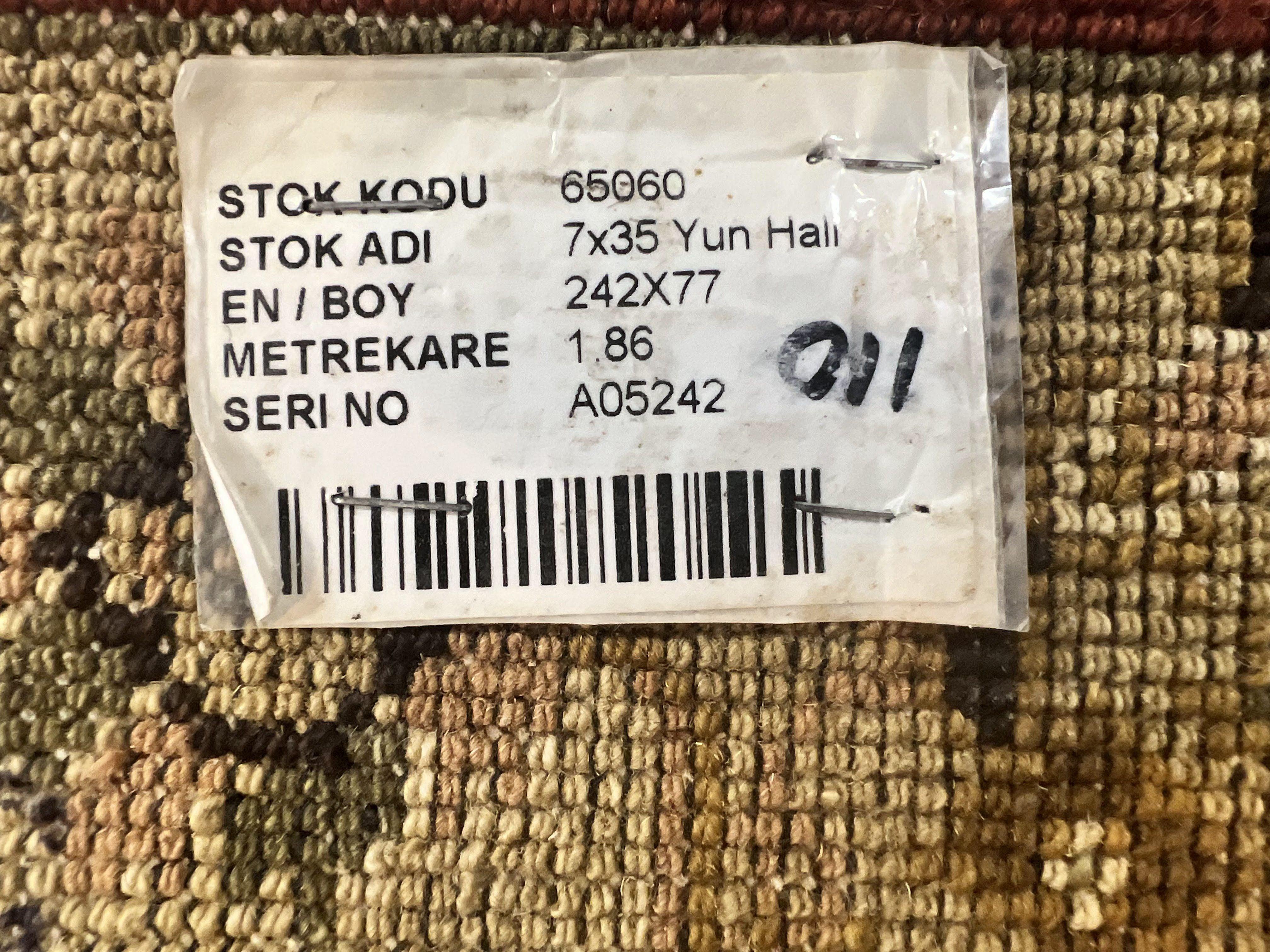 Pakistani Chobi Runner Rug 2.6 x 8, Pak Persian Oriental Rug for Hallway, Maroon Tan-Gold, Handmade Wool 8ft Runner for Hallway, Vintage Rug - Jewel Rugs