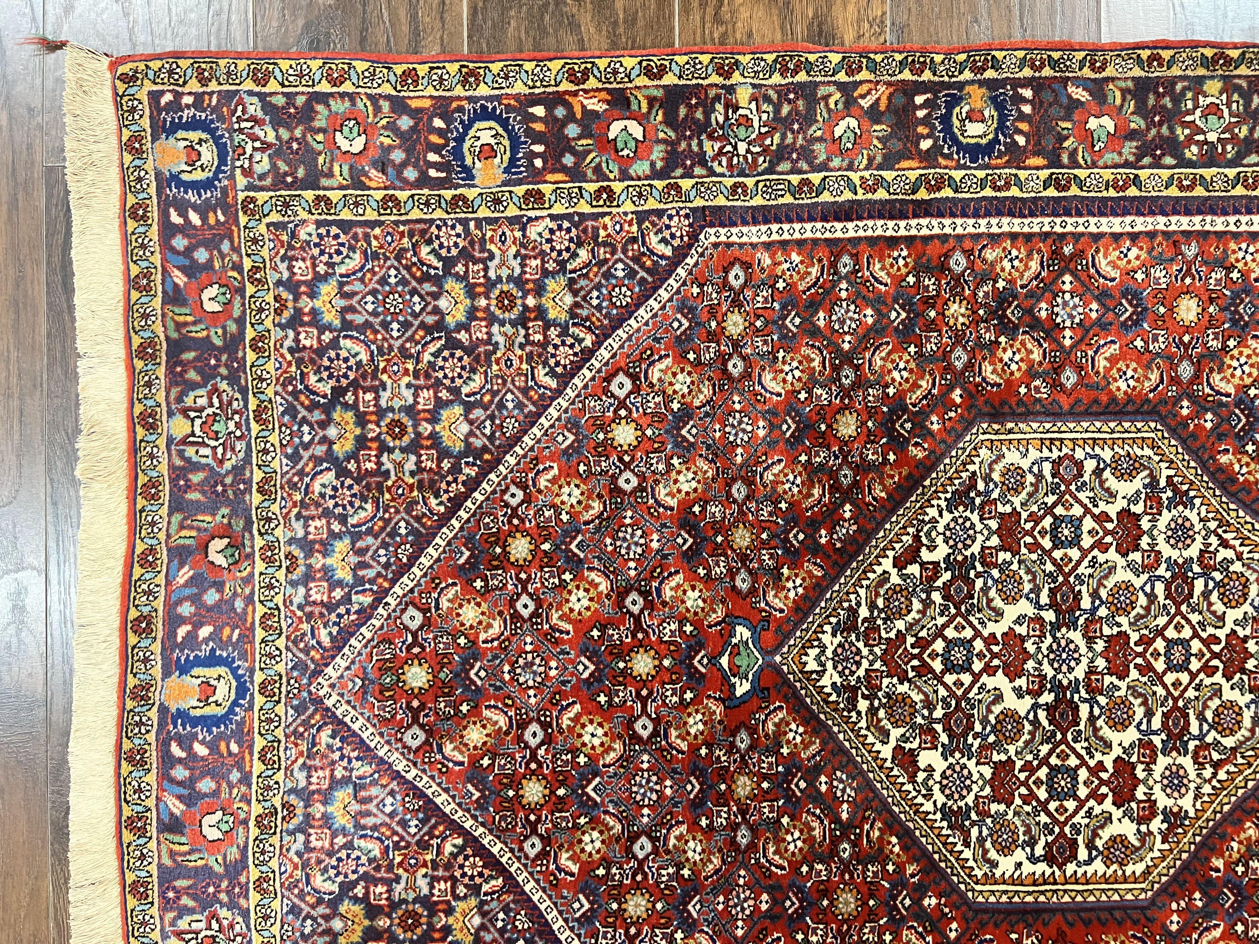 Persian Bidjar Rug 4x6, Handmade Oriental Carpet, Fine Weave, Herati Mahi Pattern, Vintage, Red, 300 KPSI - Jewel Rugs