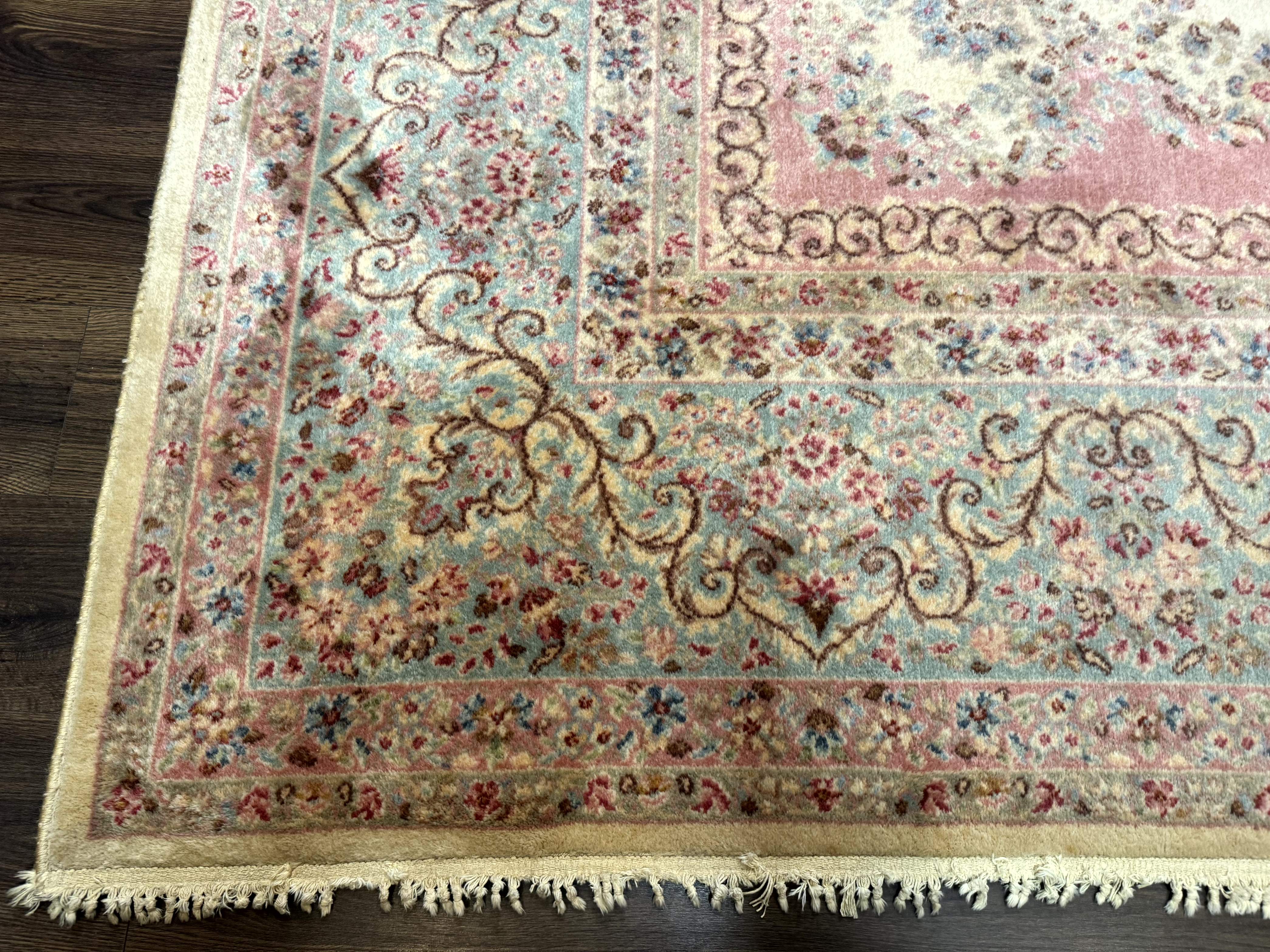 10x14 Karastan Kirman Rug #784 Pastel Ivory Kirman Medallion, Wool Antique Original 700 Series - Jewel Rugs