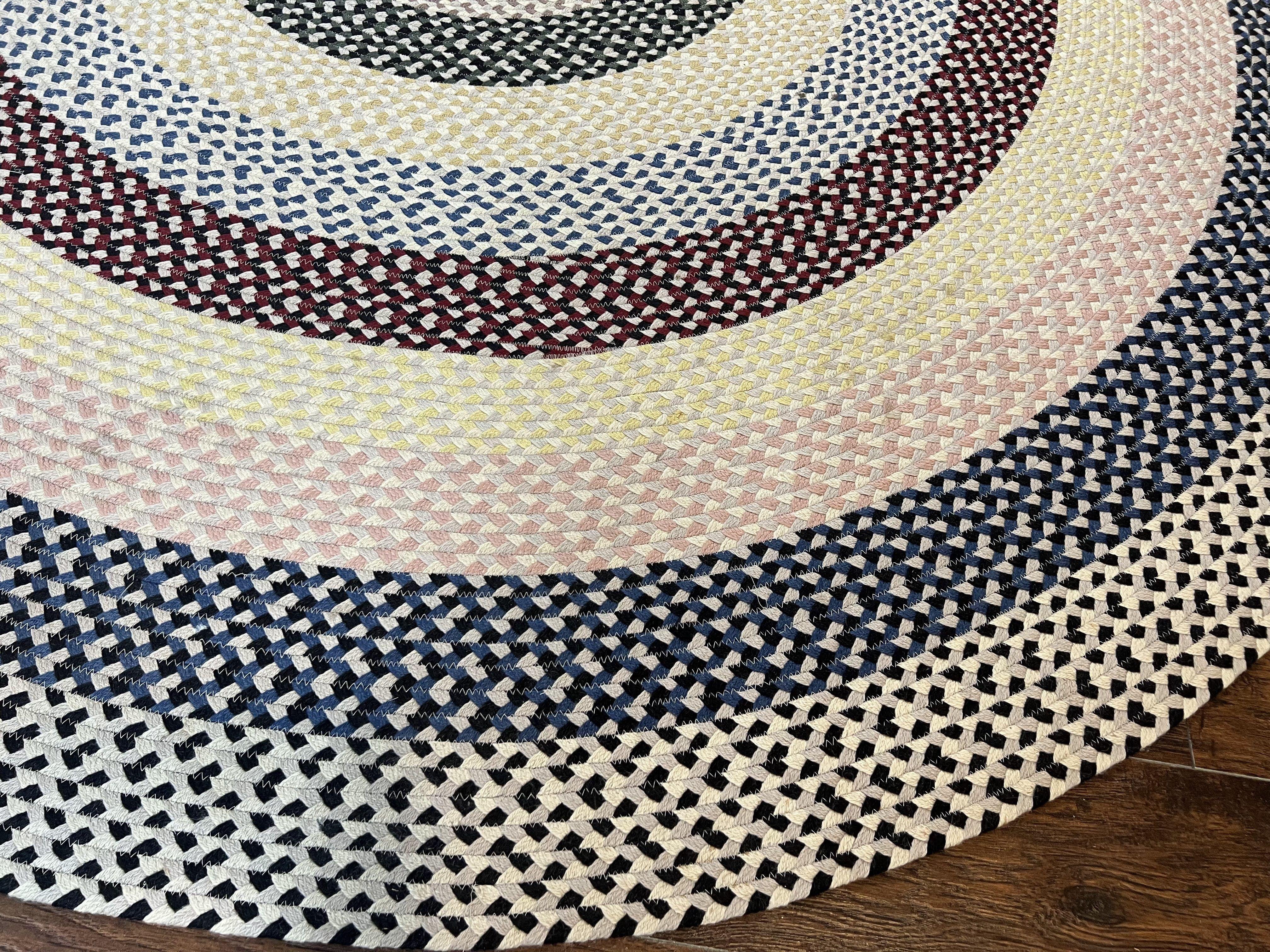 Round American Braided Rug 9x9 ft, Large Round Vintage Braided Rug, Multicolor - Jewel Rugs