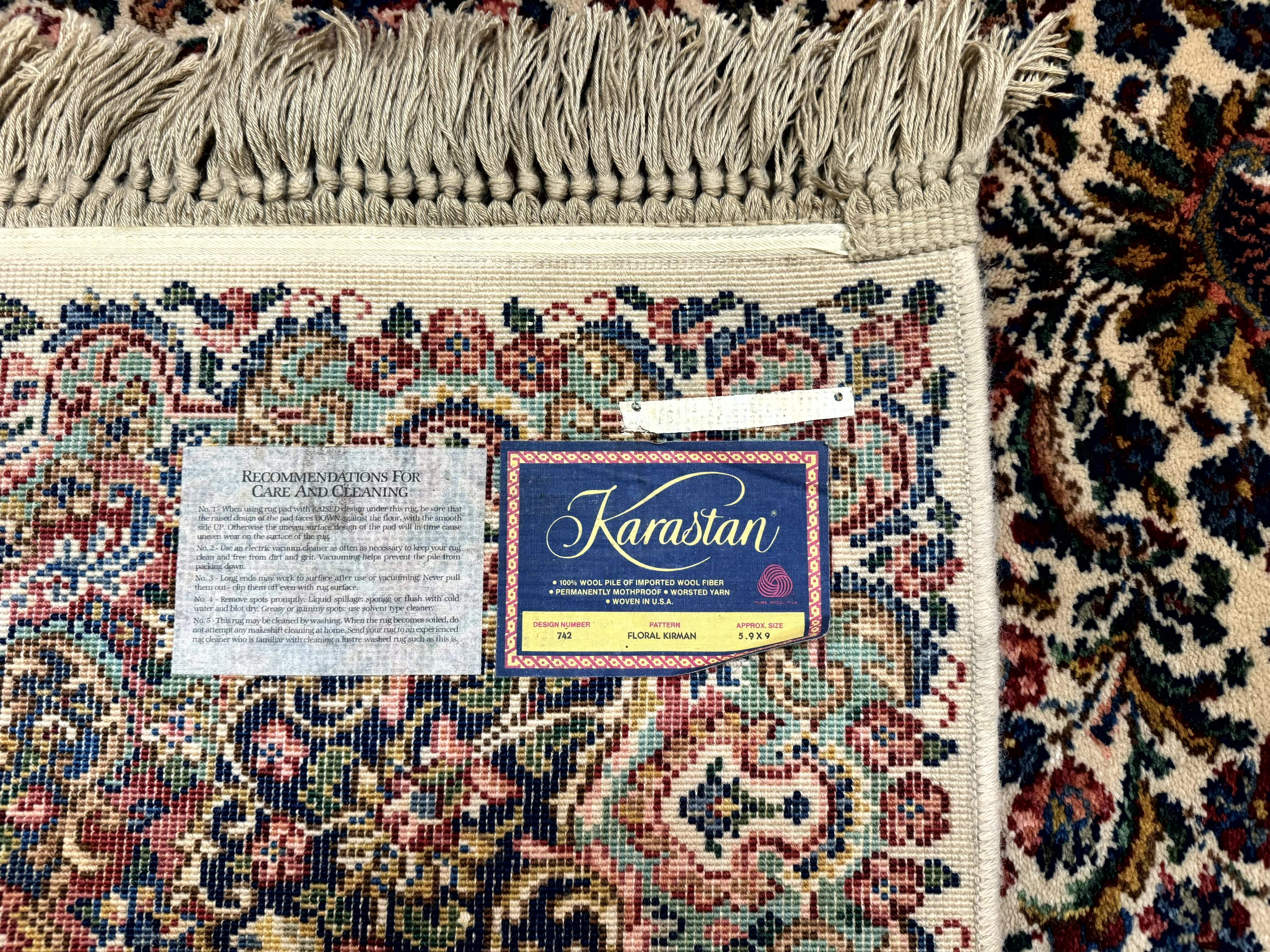 Karastan Rug 6x9 Wool Floral Kirman Rug #742 - Jewel Rugs