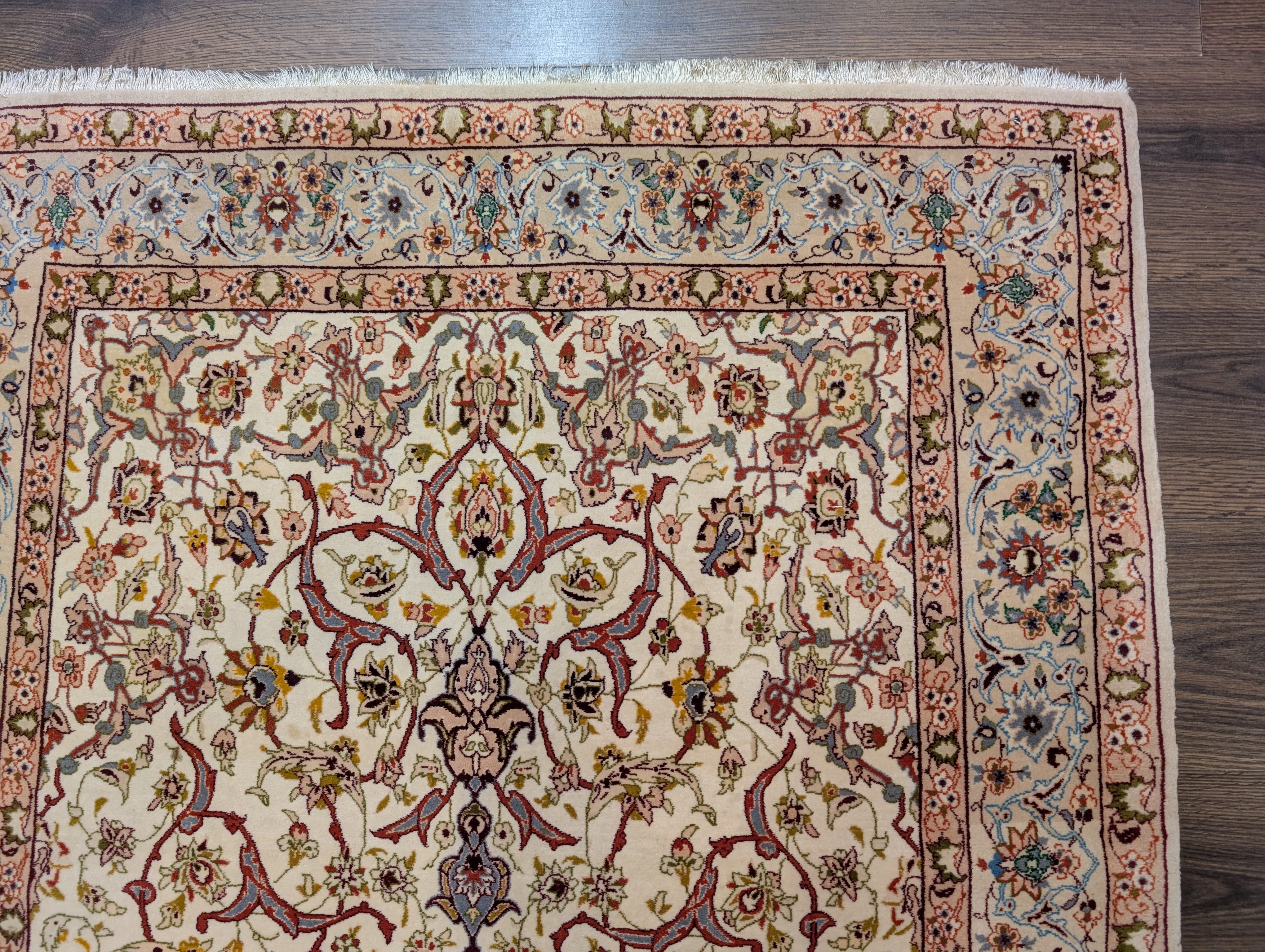 Persian Rug 4x6, Isfahan Rug, Very Fine 600 KPSI, Ivory, Hand Knotted, Silk Foundation - Jewel Rugs
