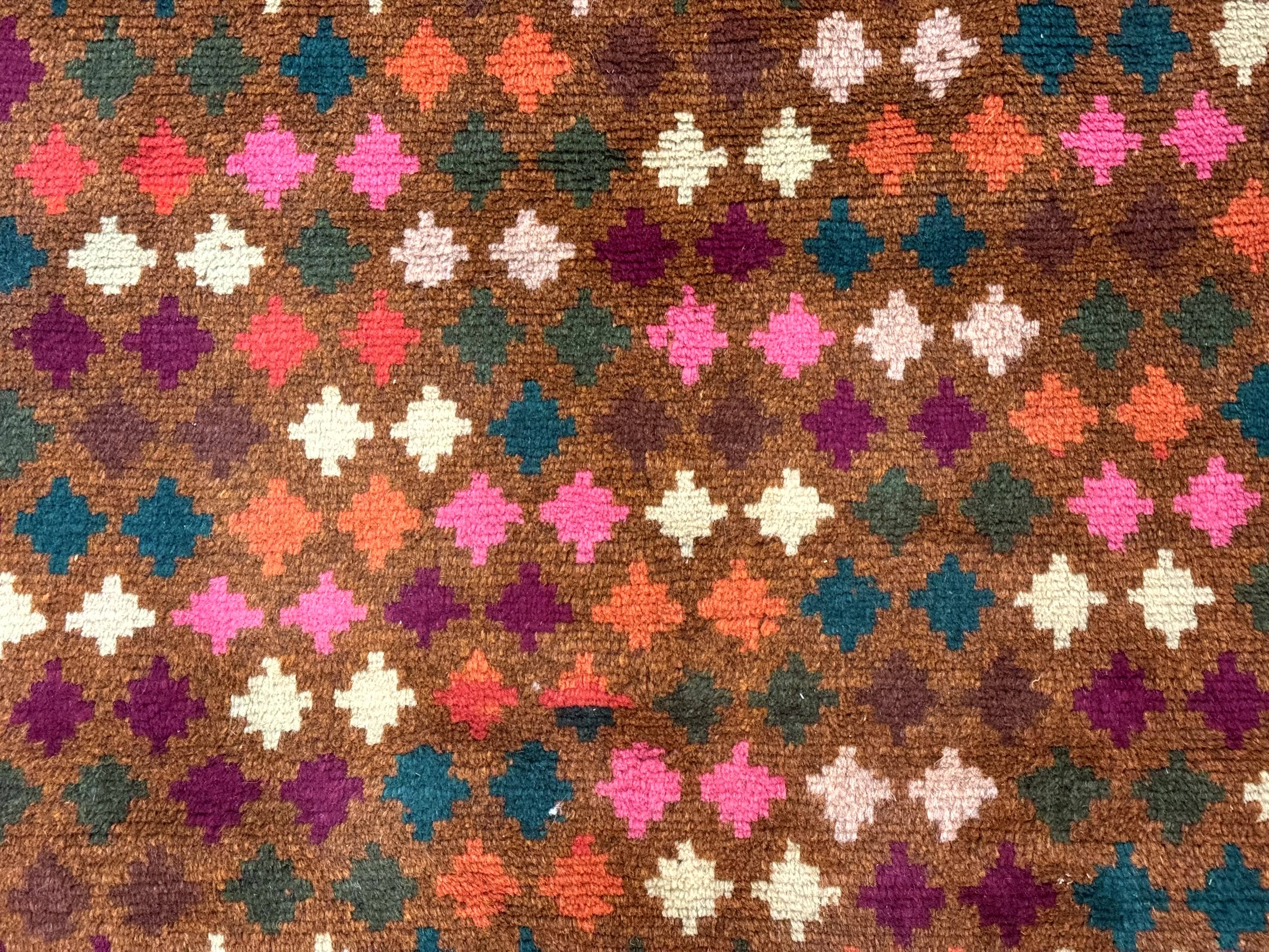 Colorful Afghan Balouch Rug 3x4, Vintage Handmade Wool Carpet - Jewel Rugs