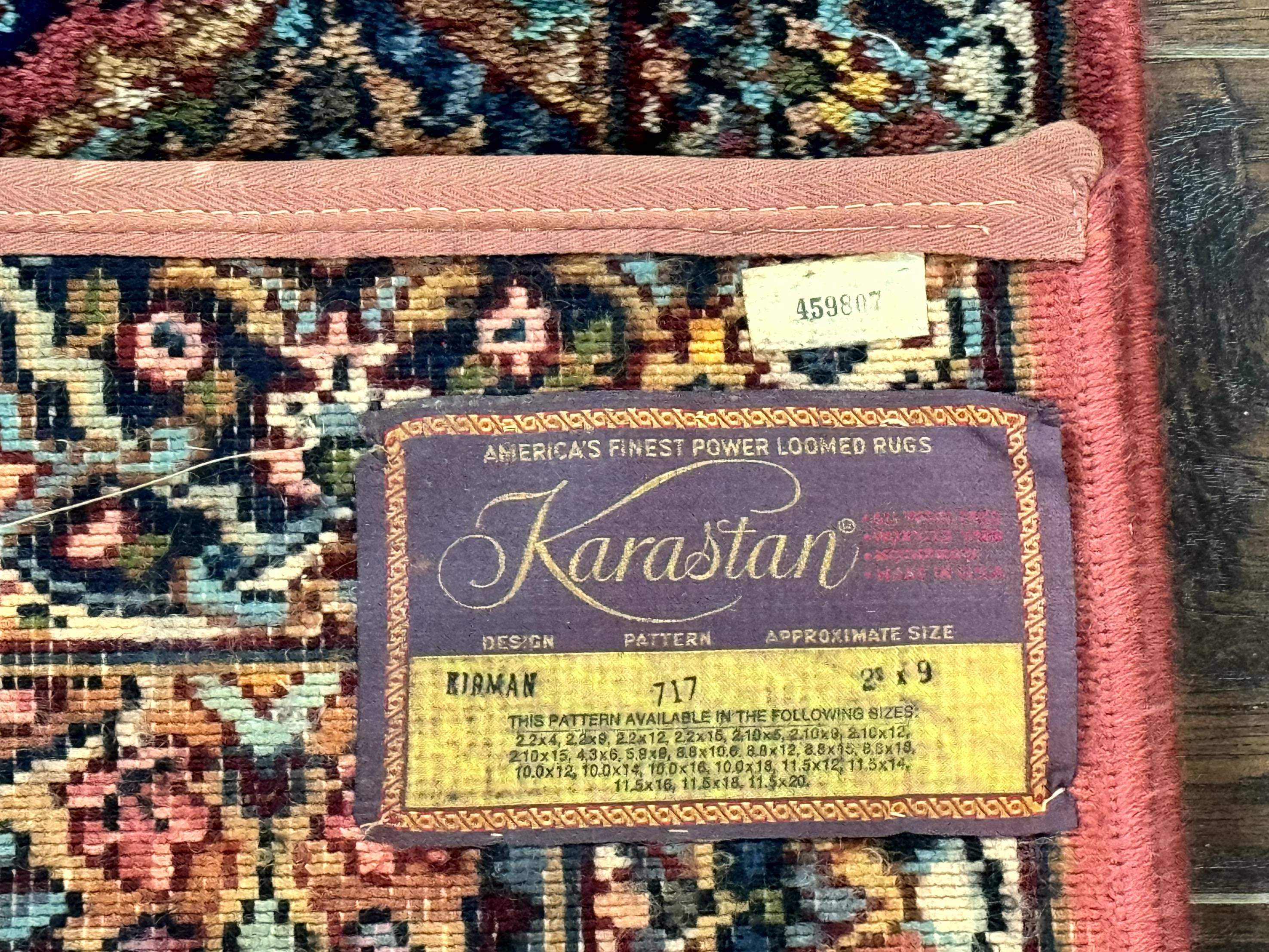 Karastan Runner Rug 2x9, Multicolor Panel Kirman Runner #717, Wool Pile, Original 700 Series, Vintage, Skinny Runner 2 x 9, Rare - Jewel Rugs