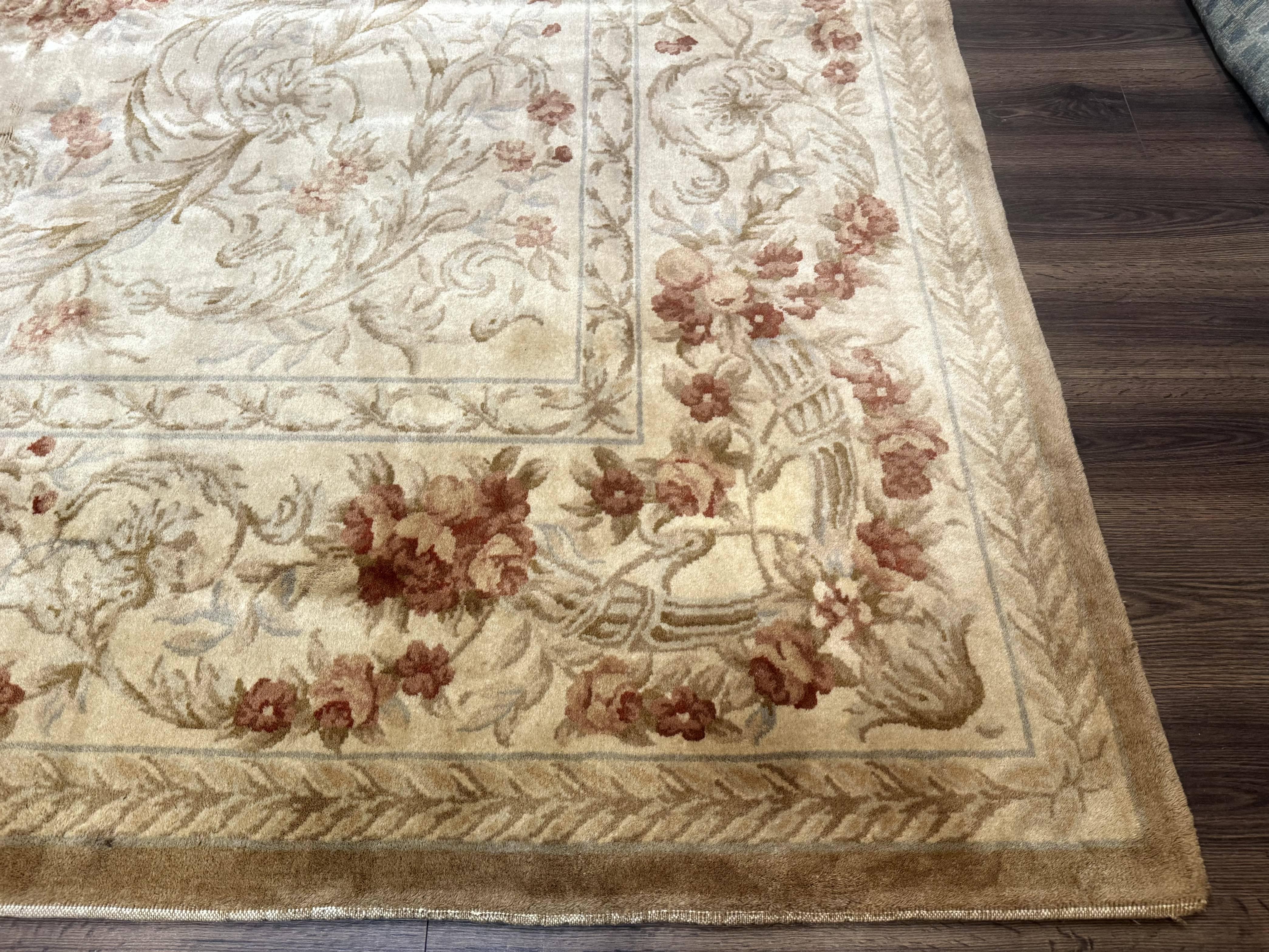 Chinese Aubusson Wool Rug 10x14, European Design, Thick Wool Pile - Jewel Rugs