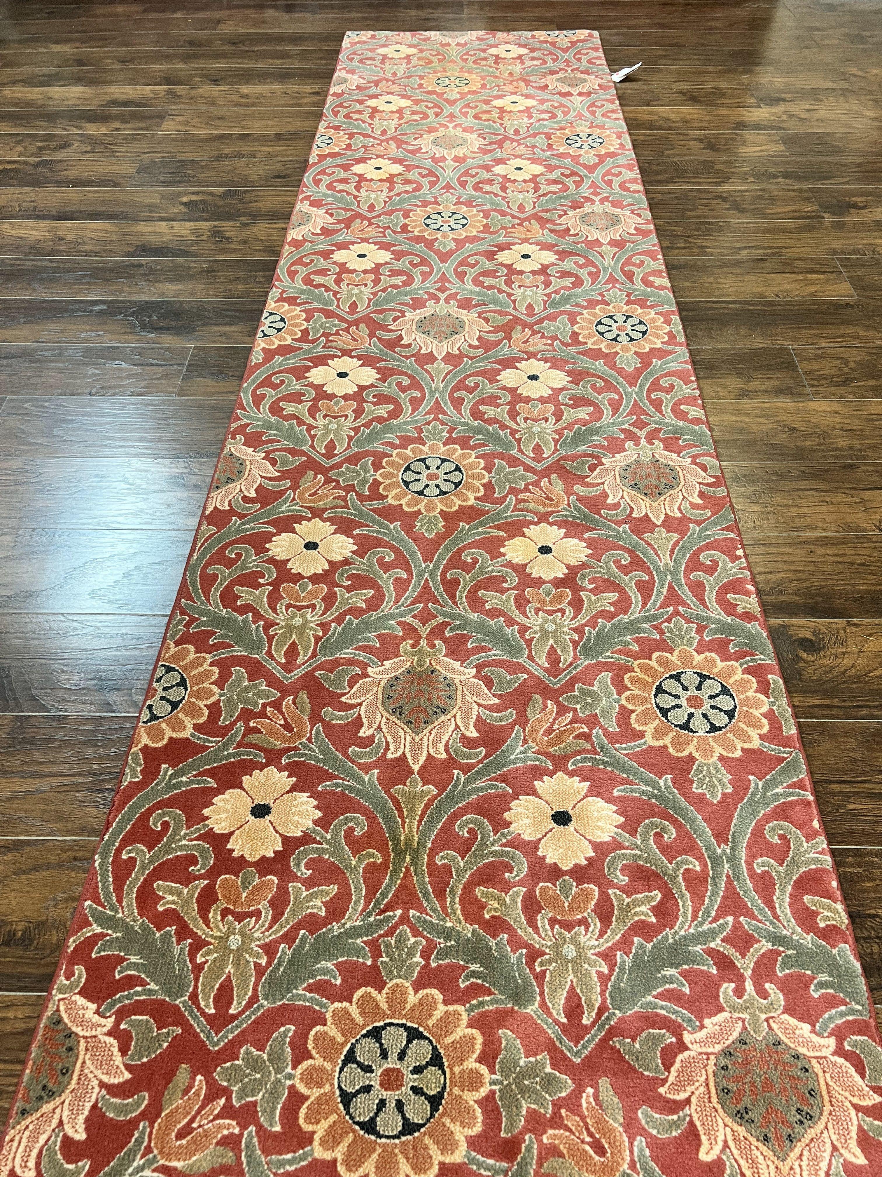 Runner Rug 3 x 14.7, Long Hallway Rug, Wool, Power Loomed, Contemporary, Floral - Jewel Rugs