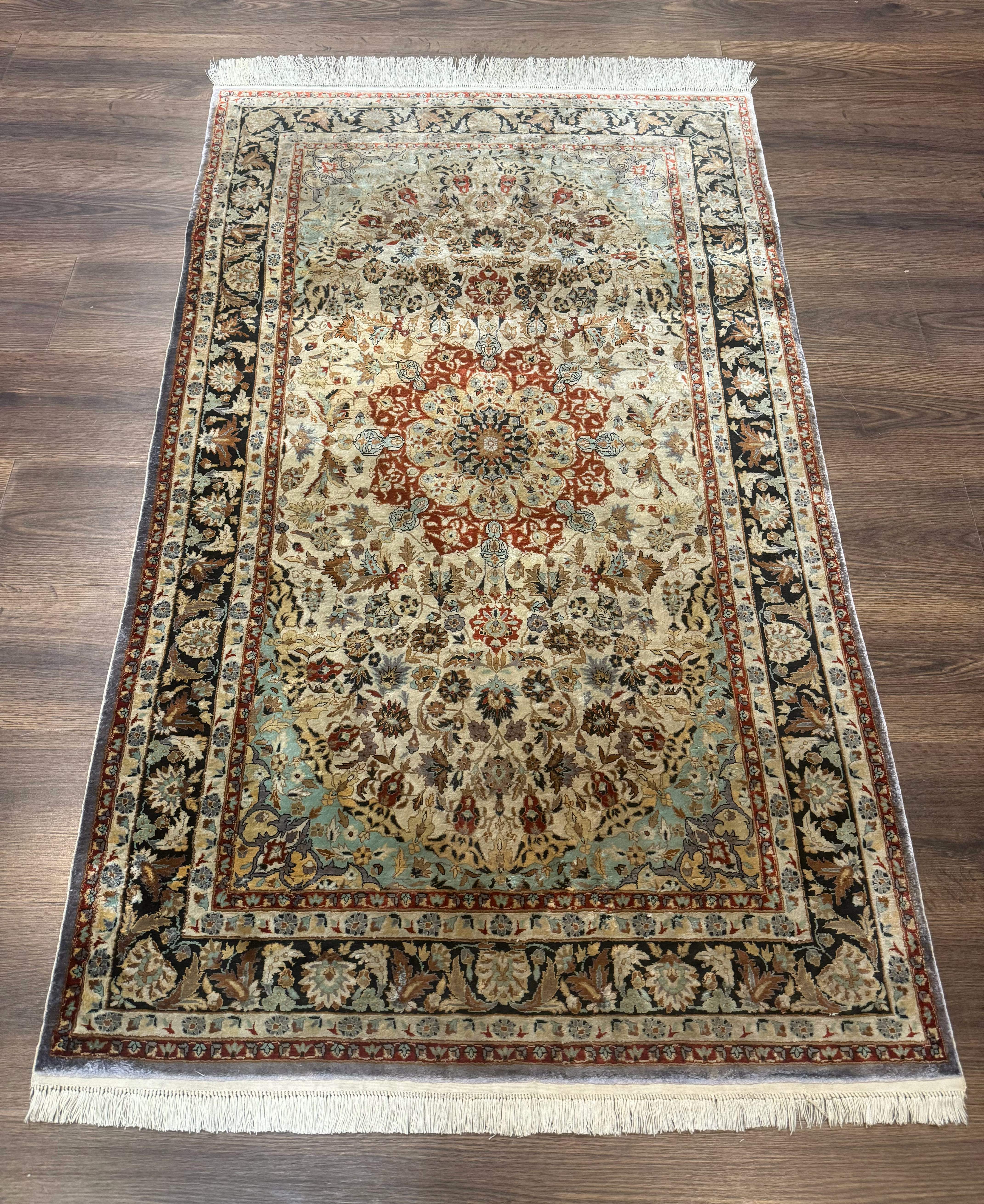 Sino Per'ian Qum Silk Rug 3x5, Fine 500 KPSI, Hand Knotted - Jewel Rugs