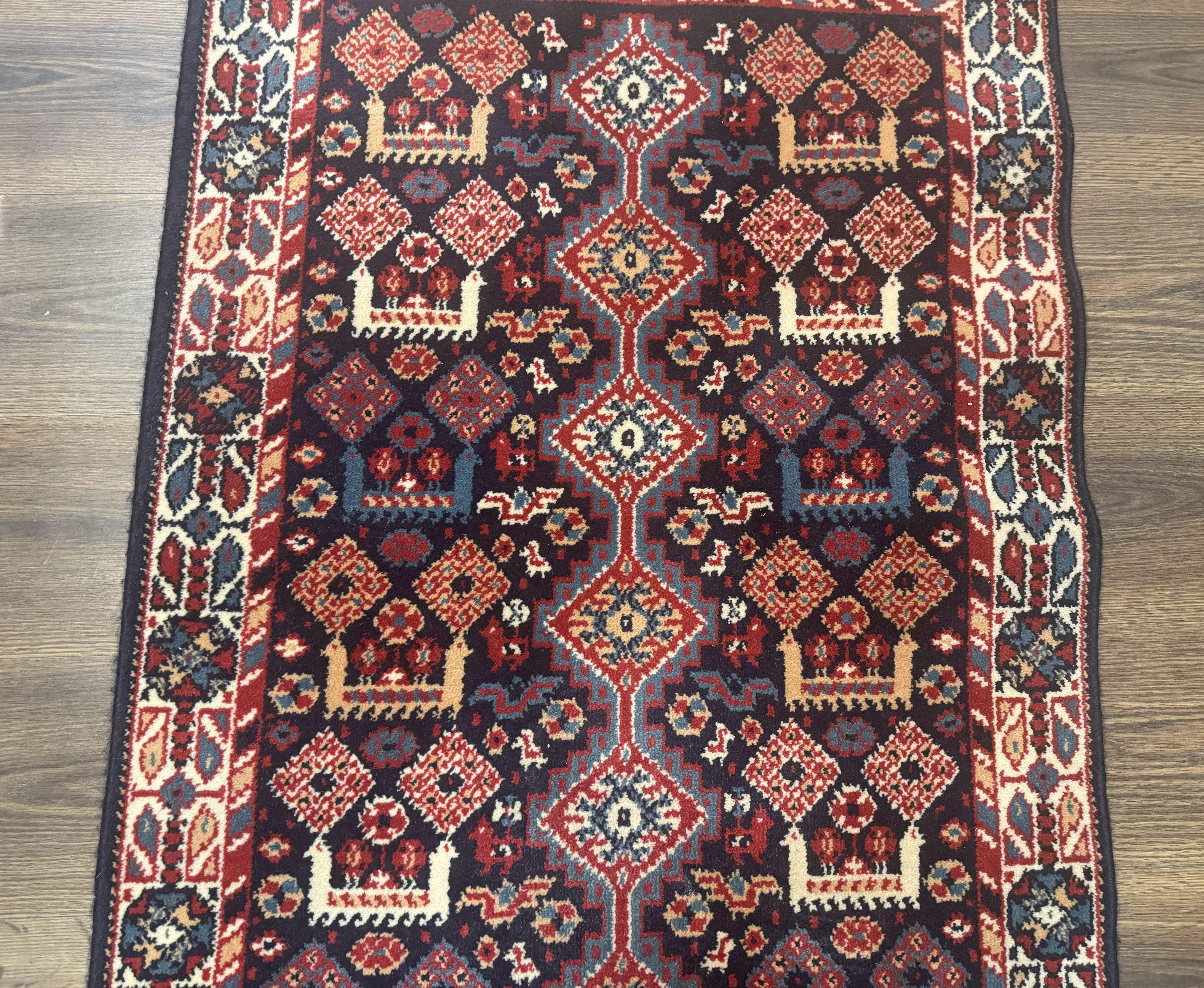 Small Karastan Rug 3x4, Yuruk Collection, Wool, Tribal, Geometric, Navy Blue - Jewel Rugs
