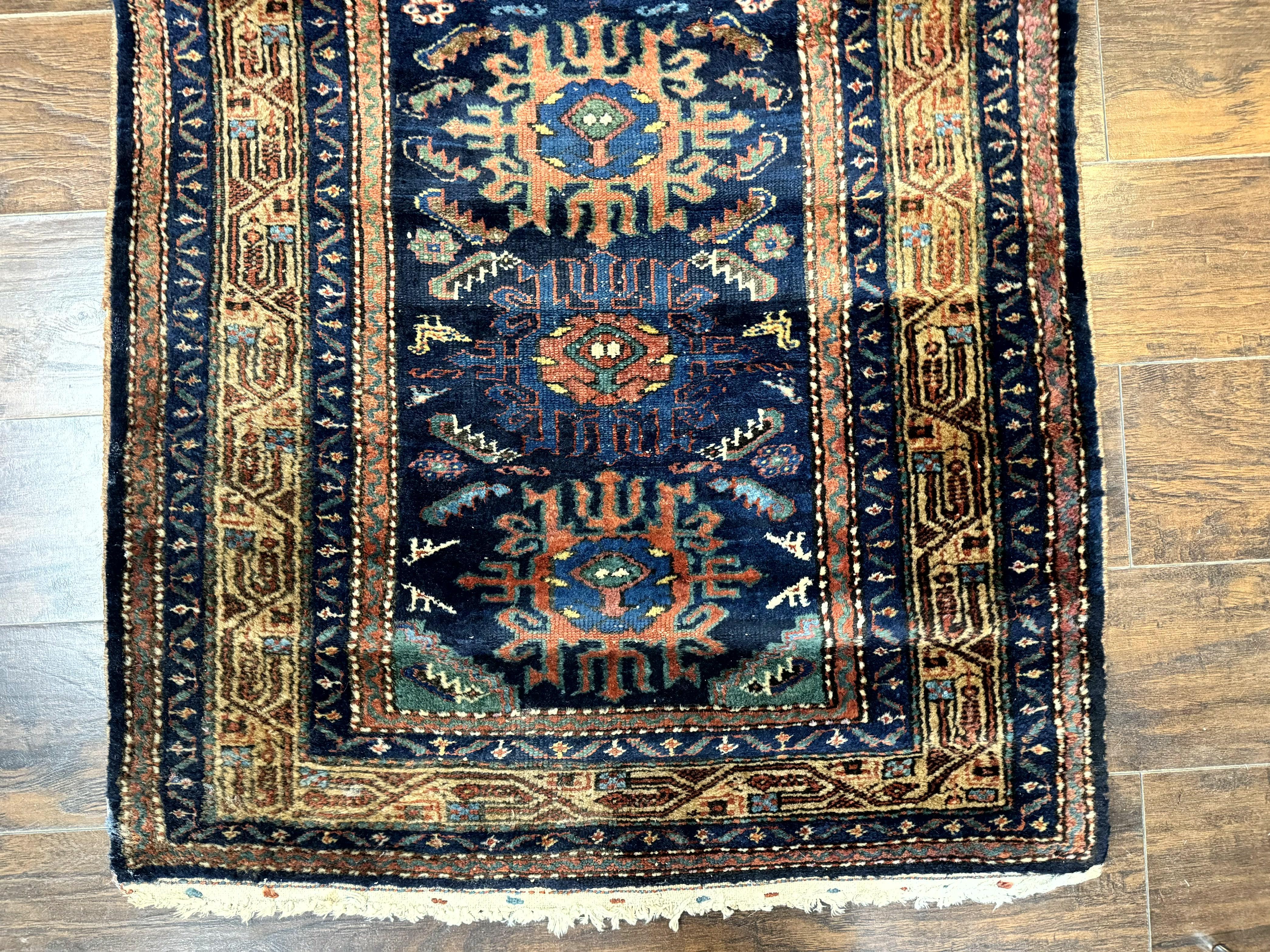 Antique Persian Sarab Runner 3x17, Blue Persian Runner Rug, Long Handmade Wool Carpet for Hallway, Rare, Tribal - Jewel Rugs