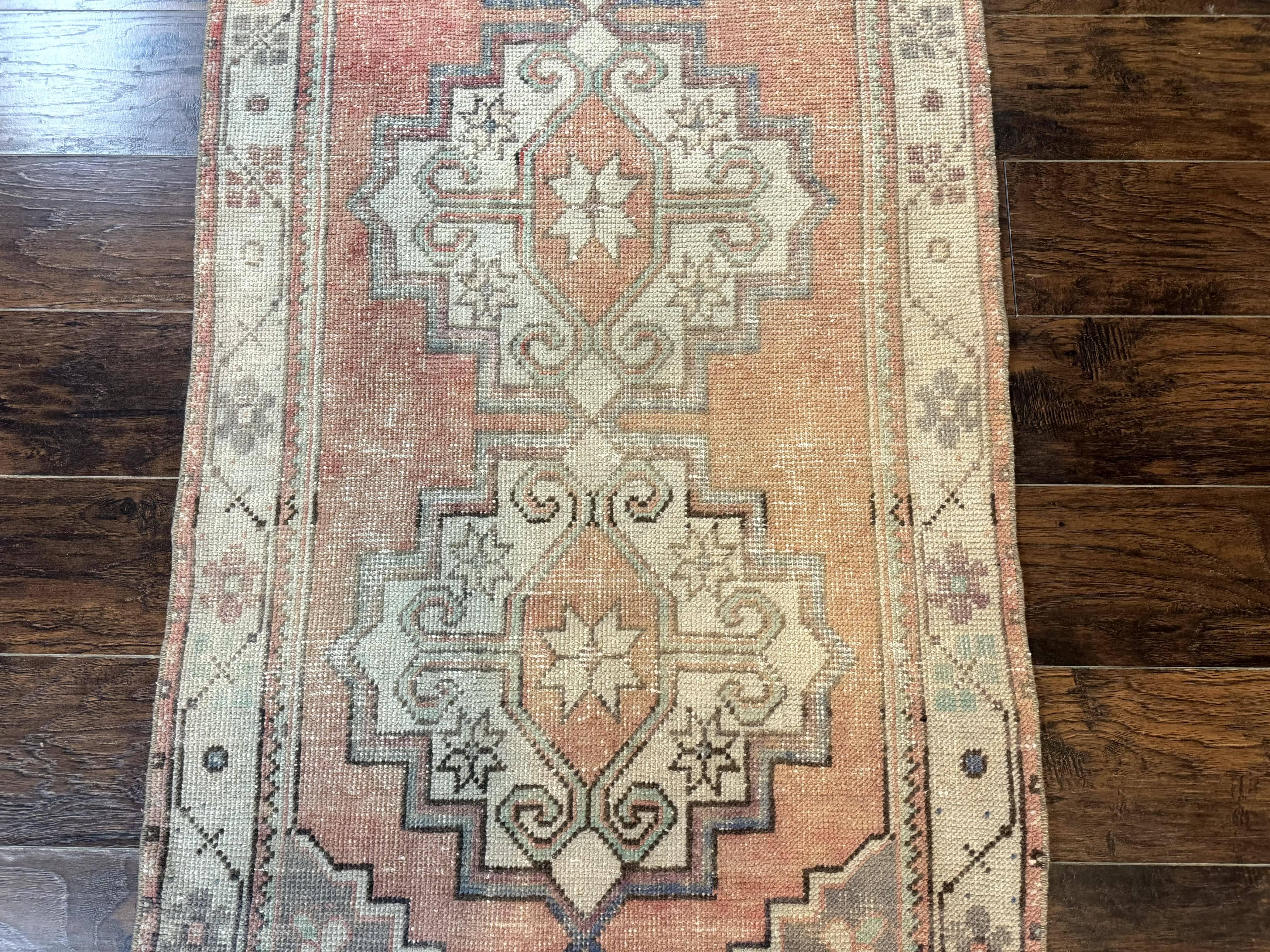 Antique Turkish Runner Rug 3 x 9.6, Farmhouse Rug, Geometric Runner, Handmade, Vintage Rug for Modern Home - Jewel Rugs