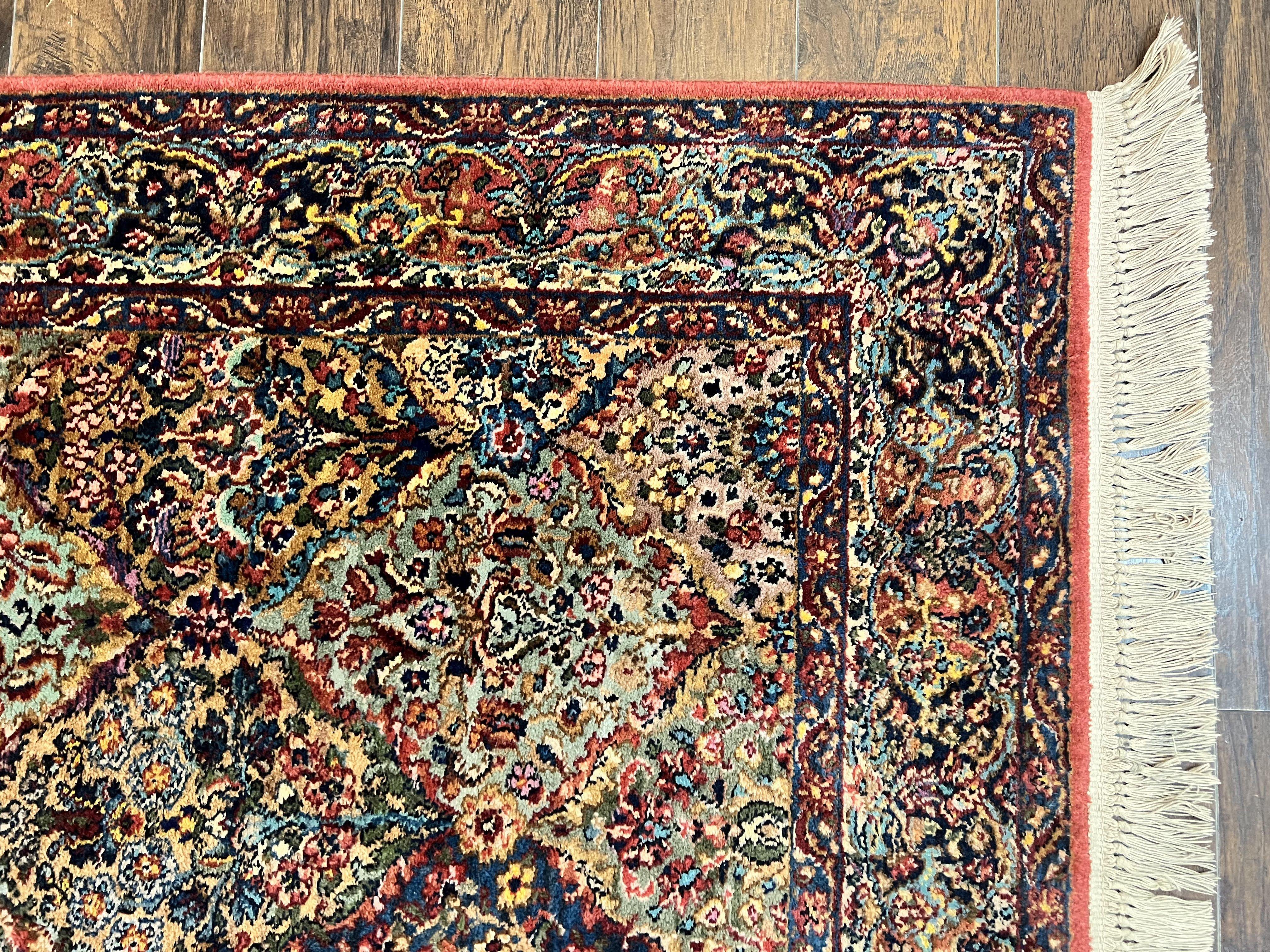 Karastan Multicolor Panel Kirman Rug #717, Wool Karastan Rug 5.9 x 9, Vintage Multipanel Kirman, Original Karastan Collection 700 Series - Jewel Rugs
