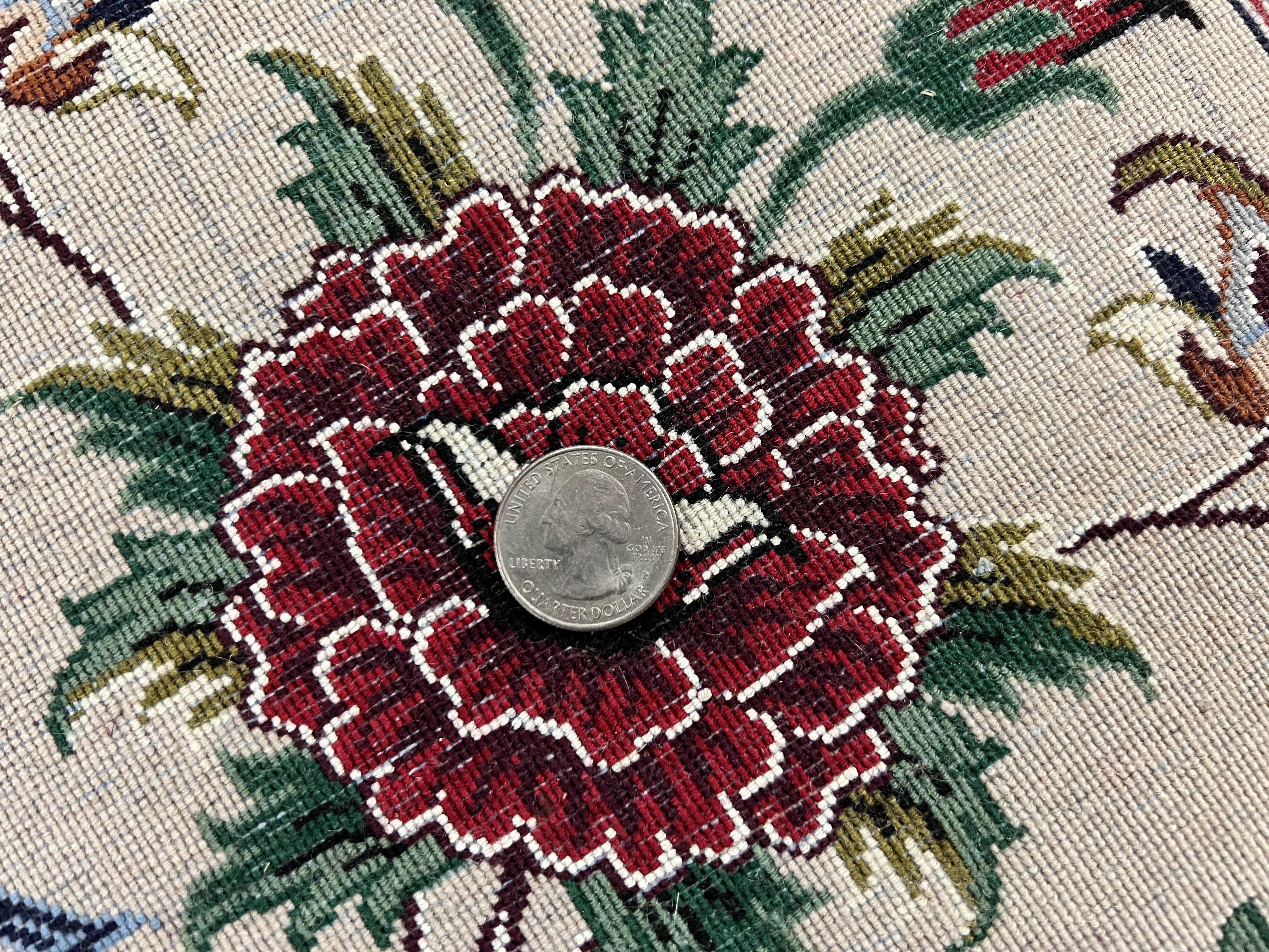 Marvelous Persian Isfahan Rug 7x10, Super Fine Hand Knotted Wool Oriental Carpet 7 x 10 ft, Navy Blue Ivory, Floral Medallion, Semi Antique Vintage - Jewel Rugs