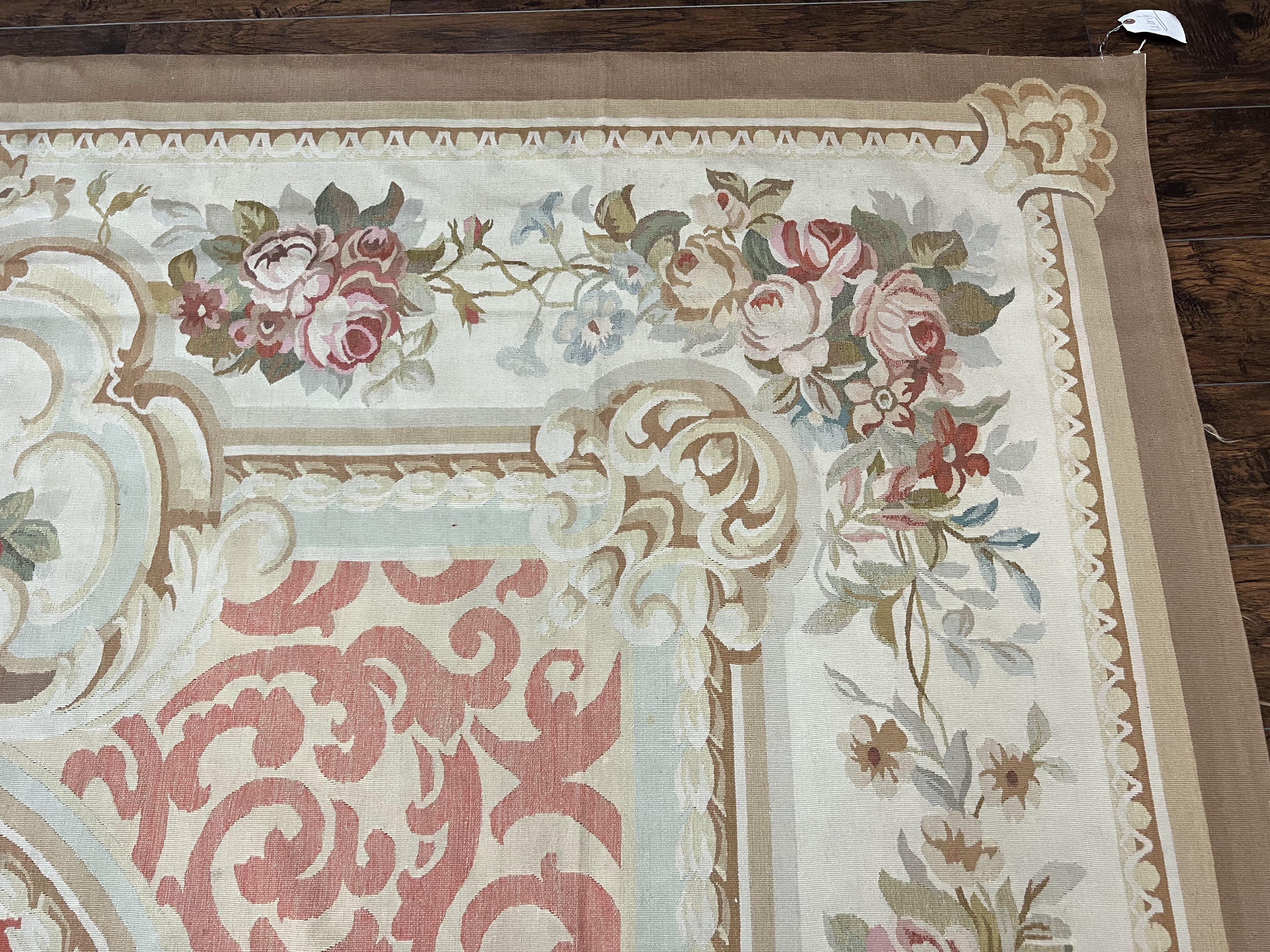 Aubusson Rug 10x14, Wool Handmade Vintage Carpet, Elegant French European Design Rug, Large Room Sized Aubusson Rug, Stark Carpet - Jewel Rugs