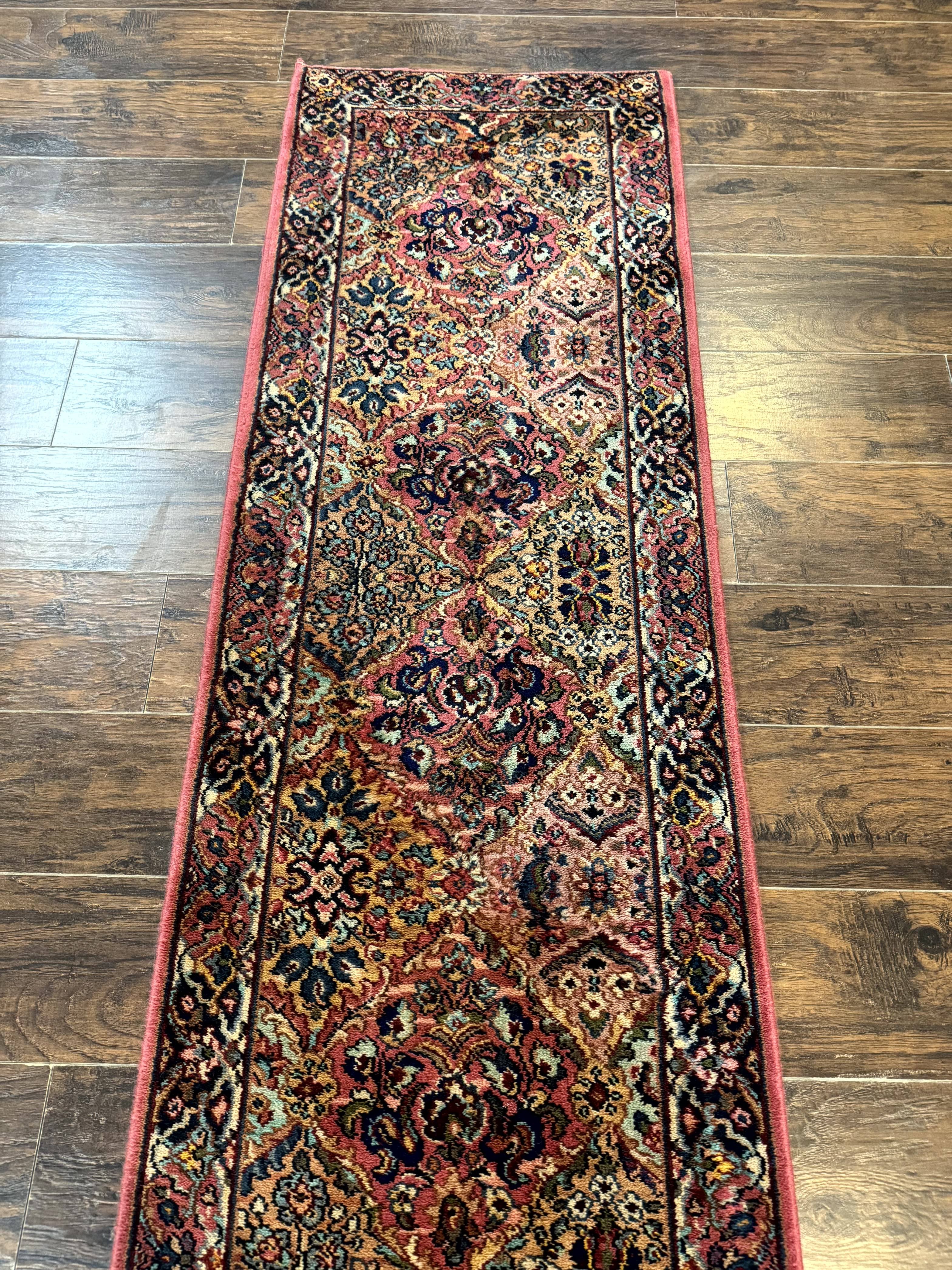 Karastan Runner Rug 2x9, Multicolor Panel Kirman Runner #717, Wool Pile, Original 700 Series, Vintage, Skinny Runner 2 x 9, Rare - Jewel Rugs