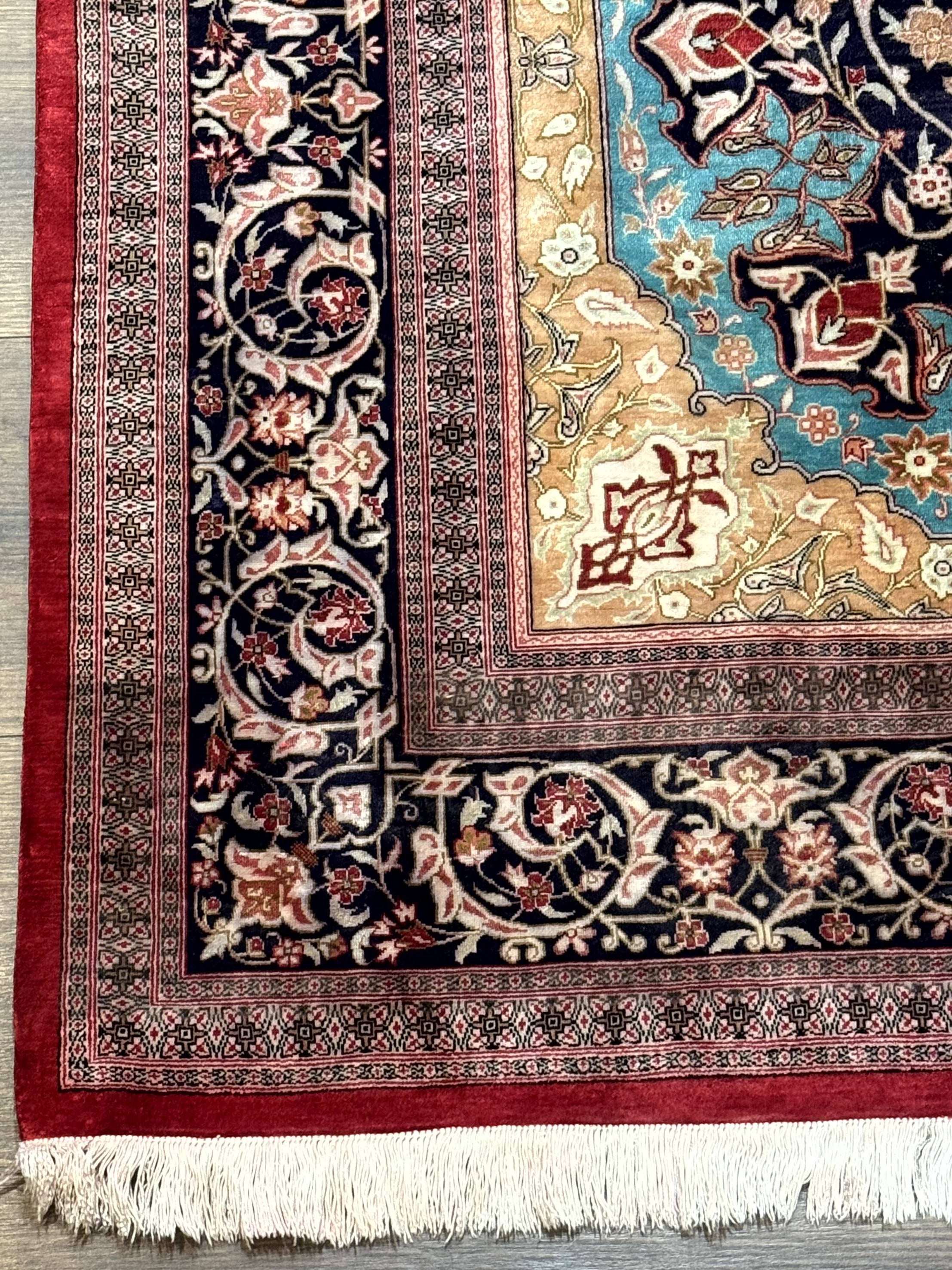 Magnificent Persian Qum Silk Rug 3x5, Exceptionally Fine 780 KPSI, Signed, Rare - Jewel Rugs