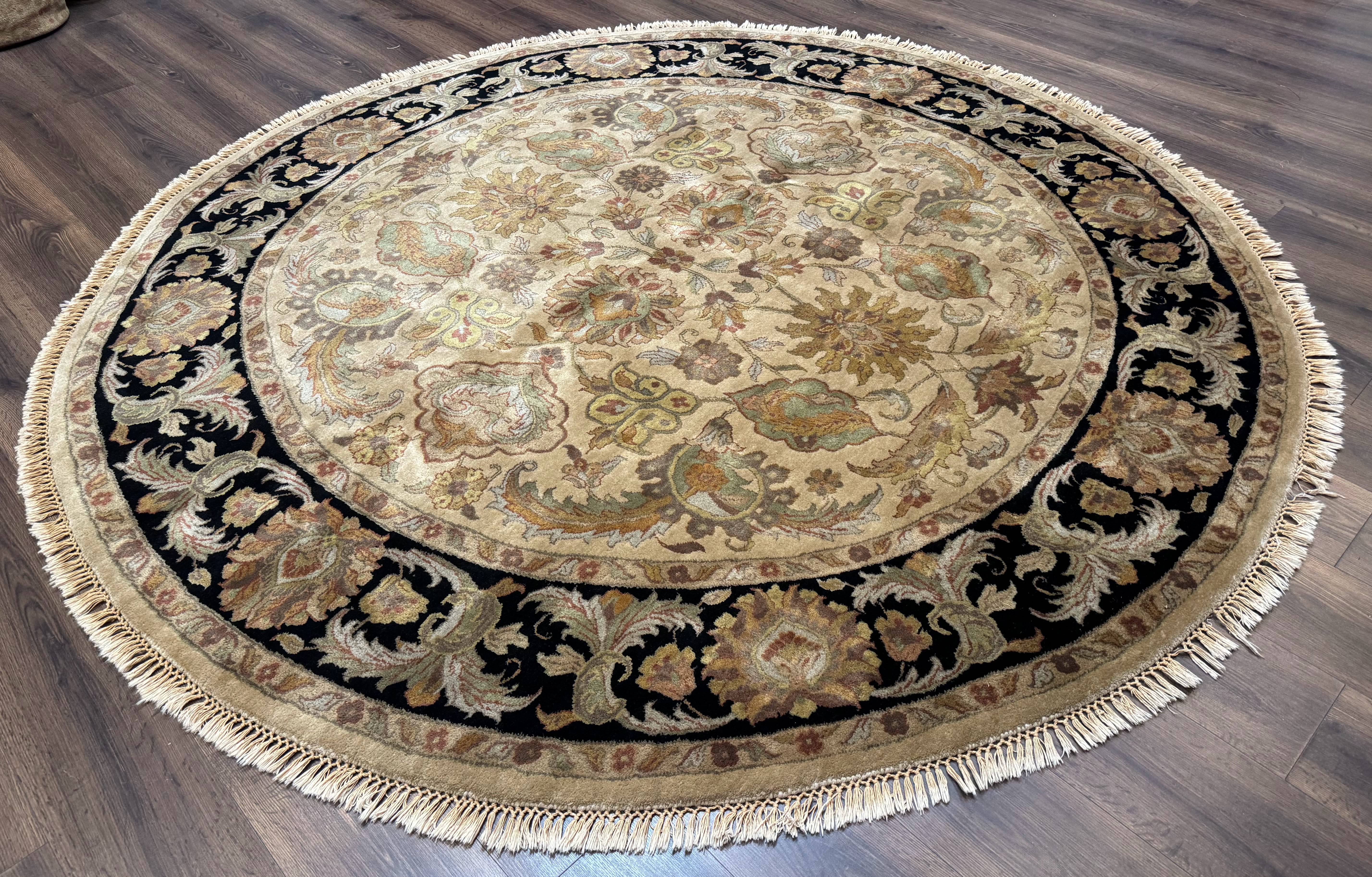 Indo Mahal Round Rug 8x8, Wool Handmade Indian Carpet - Jewel Rugs