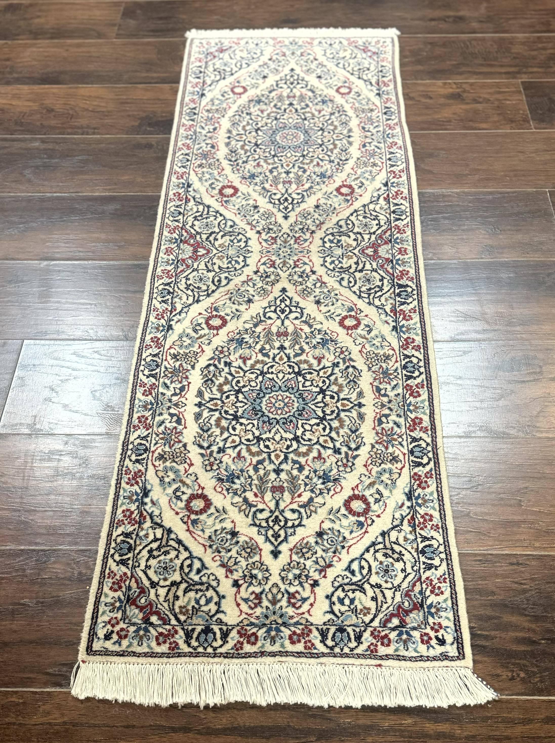 Persian Nain Rug 1.7 x 5, Super Fine 530 KPSI, Ivory and Light Blue, 6La, Short Runner Rug - Jewel Rugs