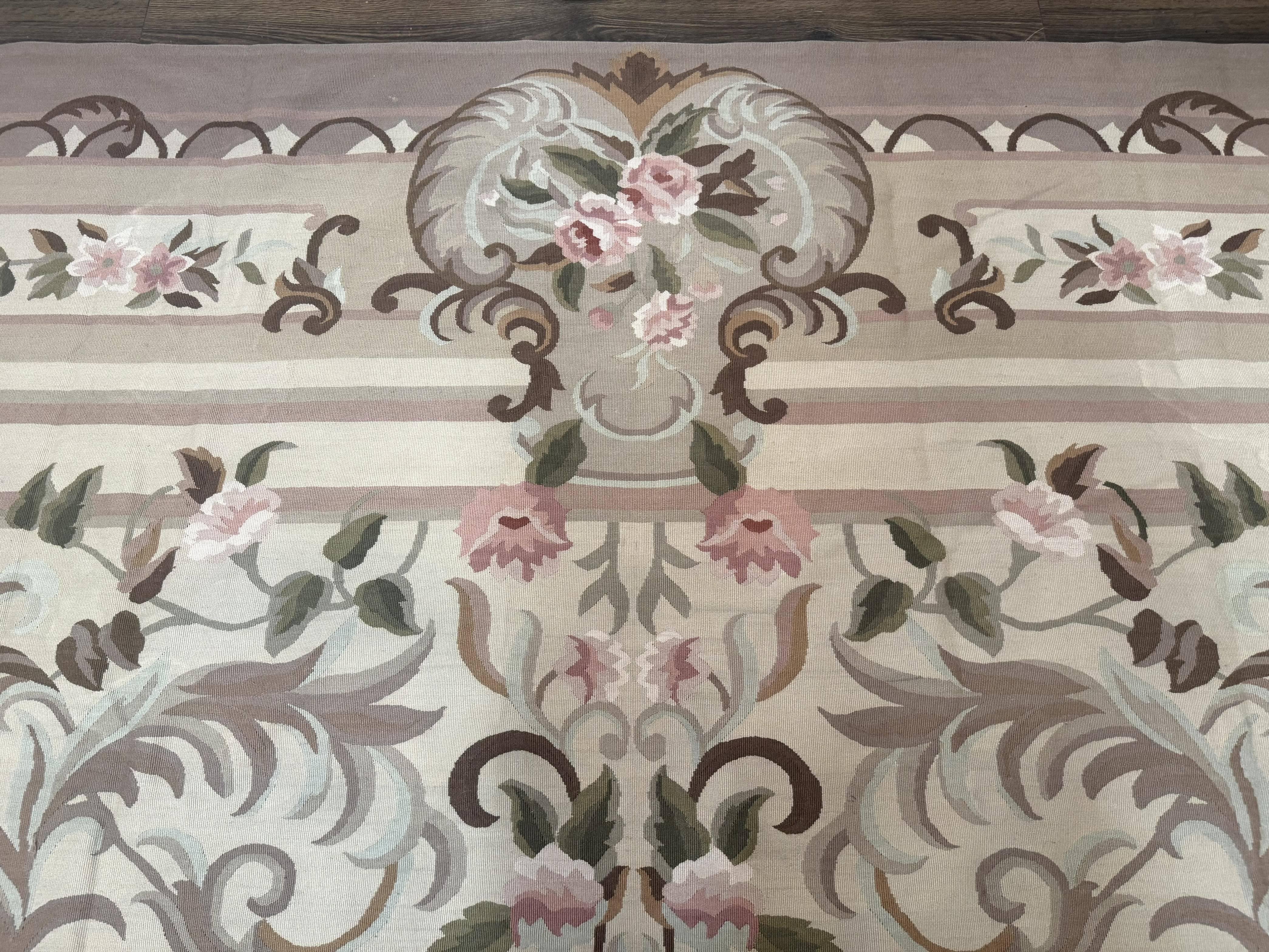 Palace Sized Aubusson Rug 13 x 20, Flatweave Aubusson Weave, Oversized Rug, European French Elegant Design - Jewel Rugs