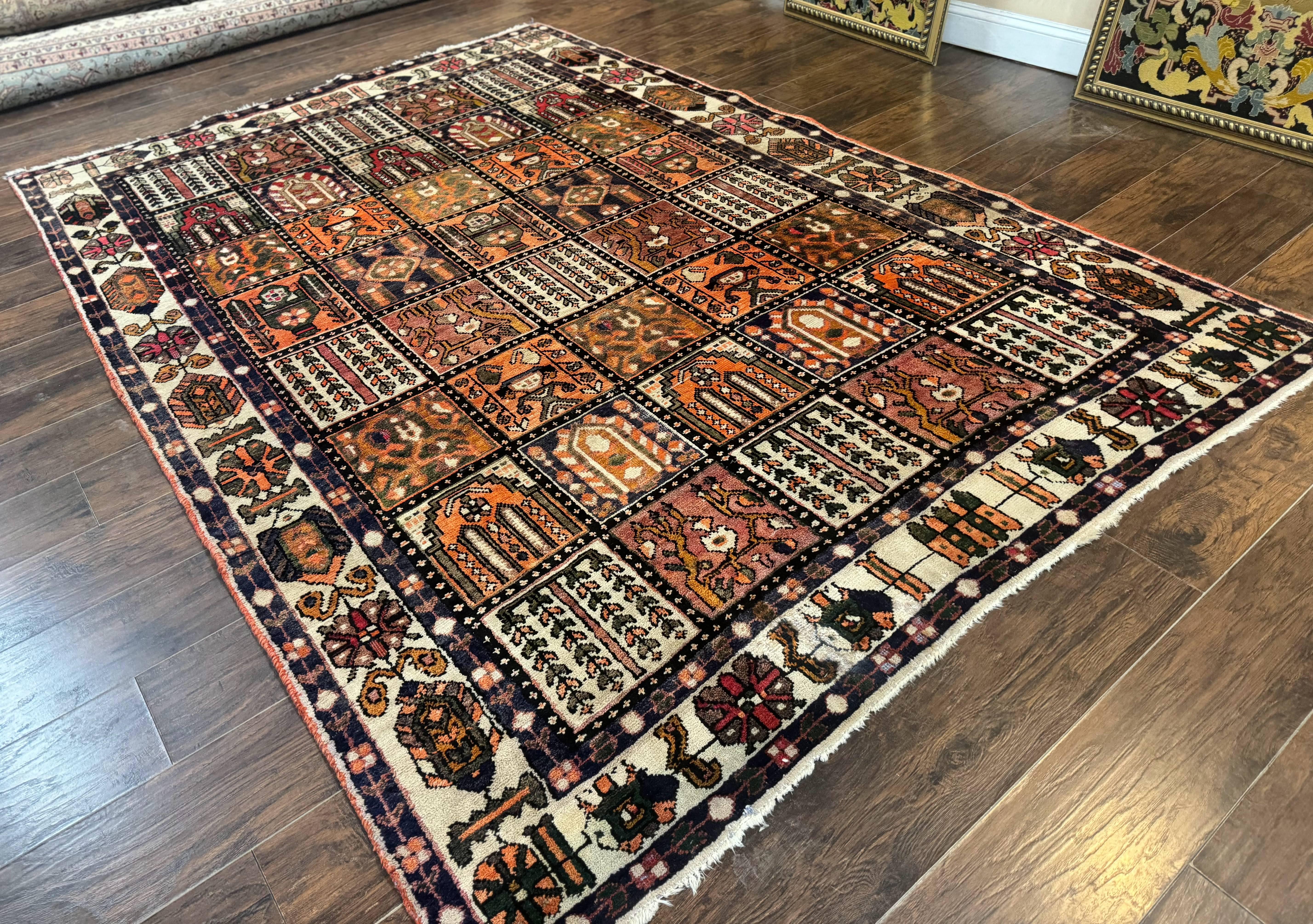 Persian Bakhtiari Tribal Rug 7x10, Panel Design, Semi Antique - Jewel Rugs