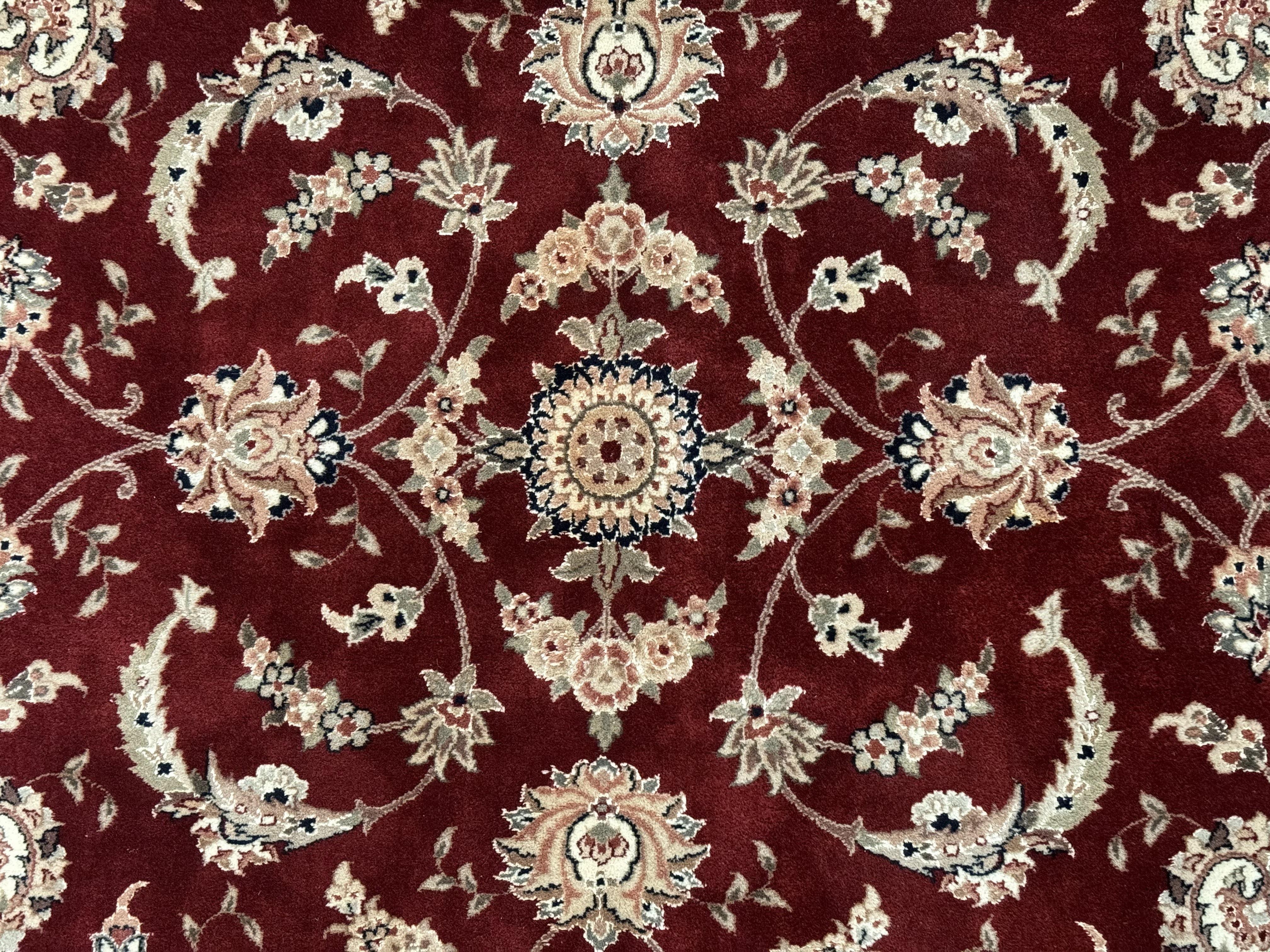 Maroon Persian Area Rug 8x10, Floral Allover, Pak Persian, Wool and Silk Highlights, Traditional Oriental Carpet - Jewel Rugs