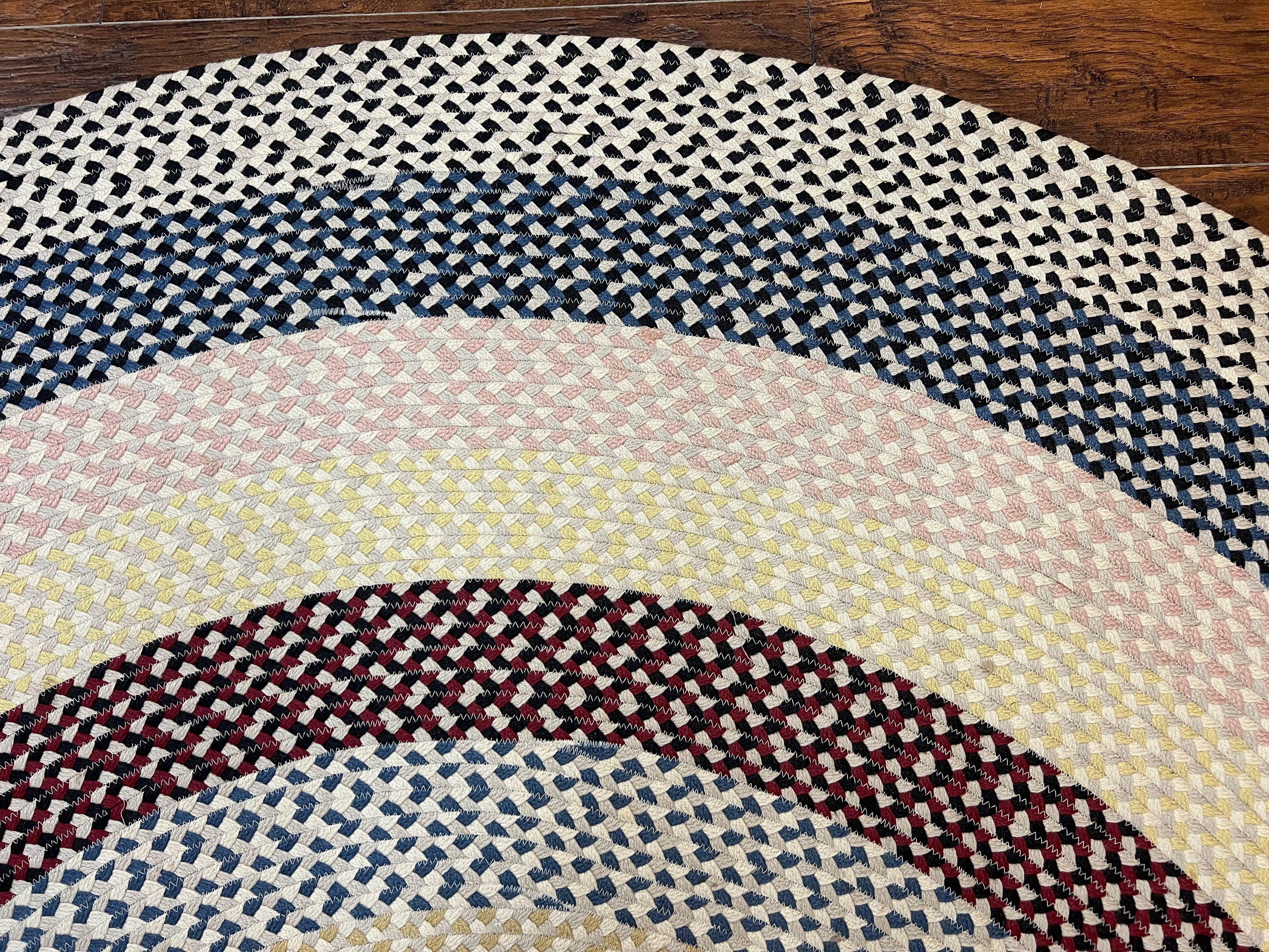 Round American Braided Rug 9x9 ft, Large Round Vintage Braided Rug, Multicolor - Jewel Rugs
