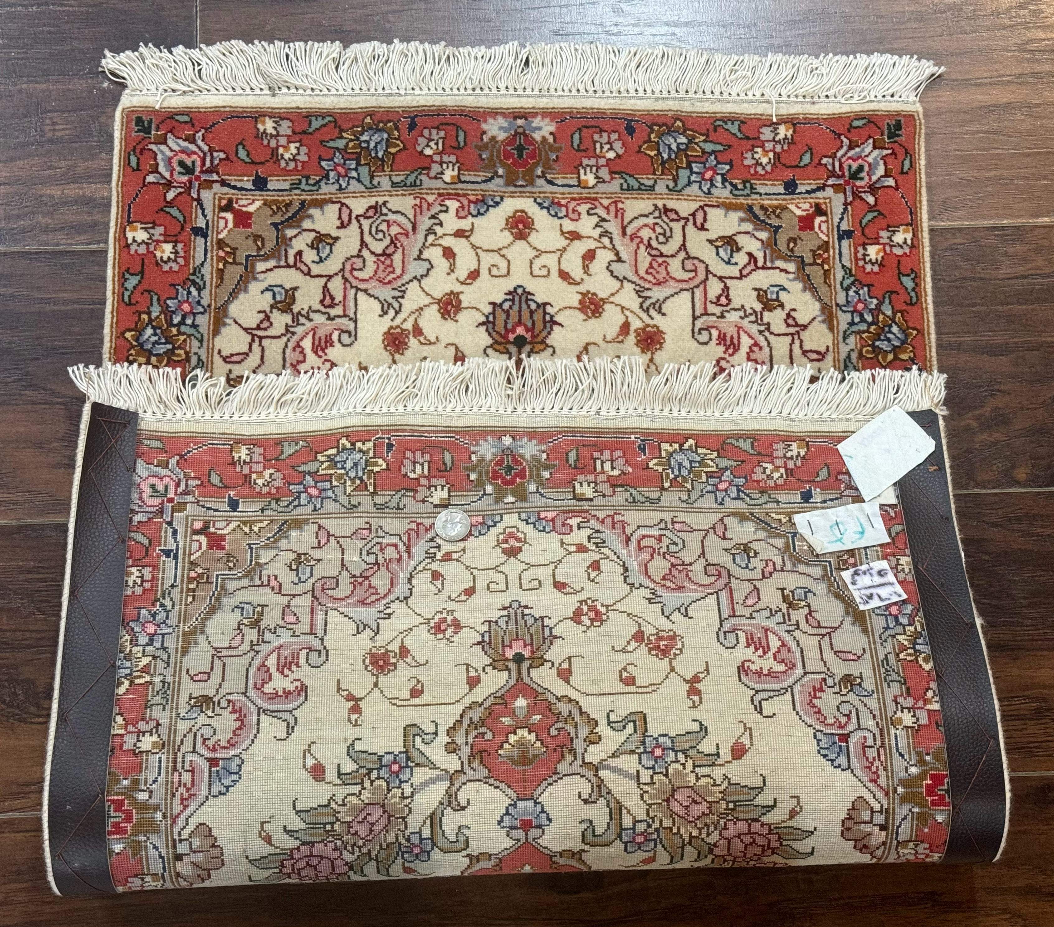 Persian Tabriz Rug 2x3 – Ivory and Salmon, Fine 310 KPSI, Small Accent Rug - Jewel Rugs