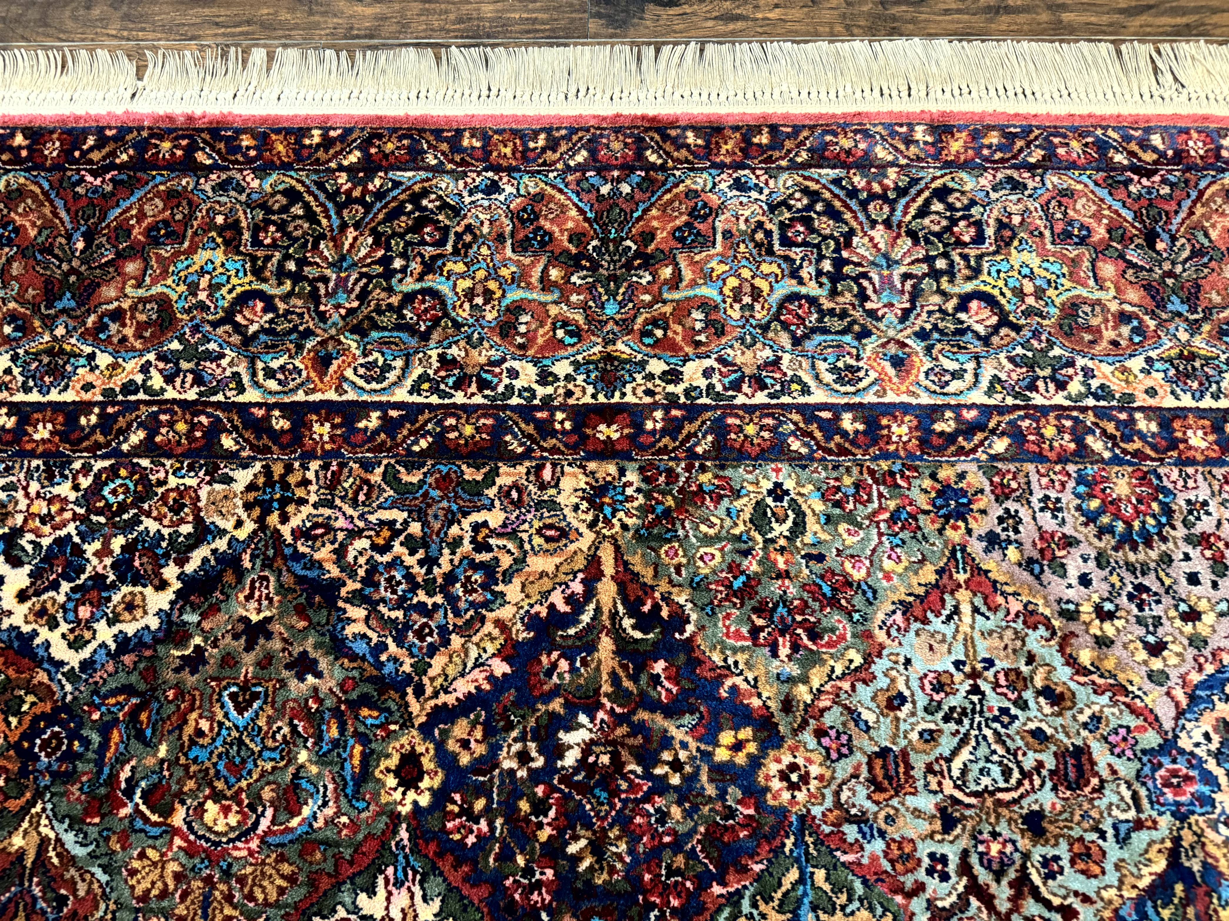 Karastan Rug 8.8 x 10.6, Multicolor Panel Kirman Rug #717, Original 700 Series, Vintage, 100% Wool Pile - Jewel Rugs