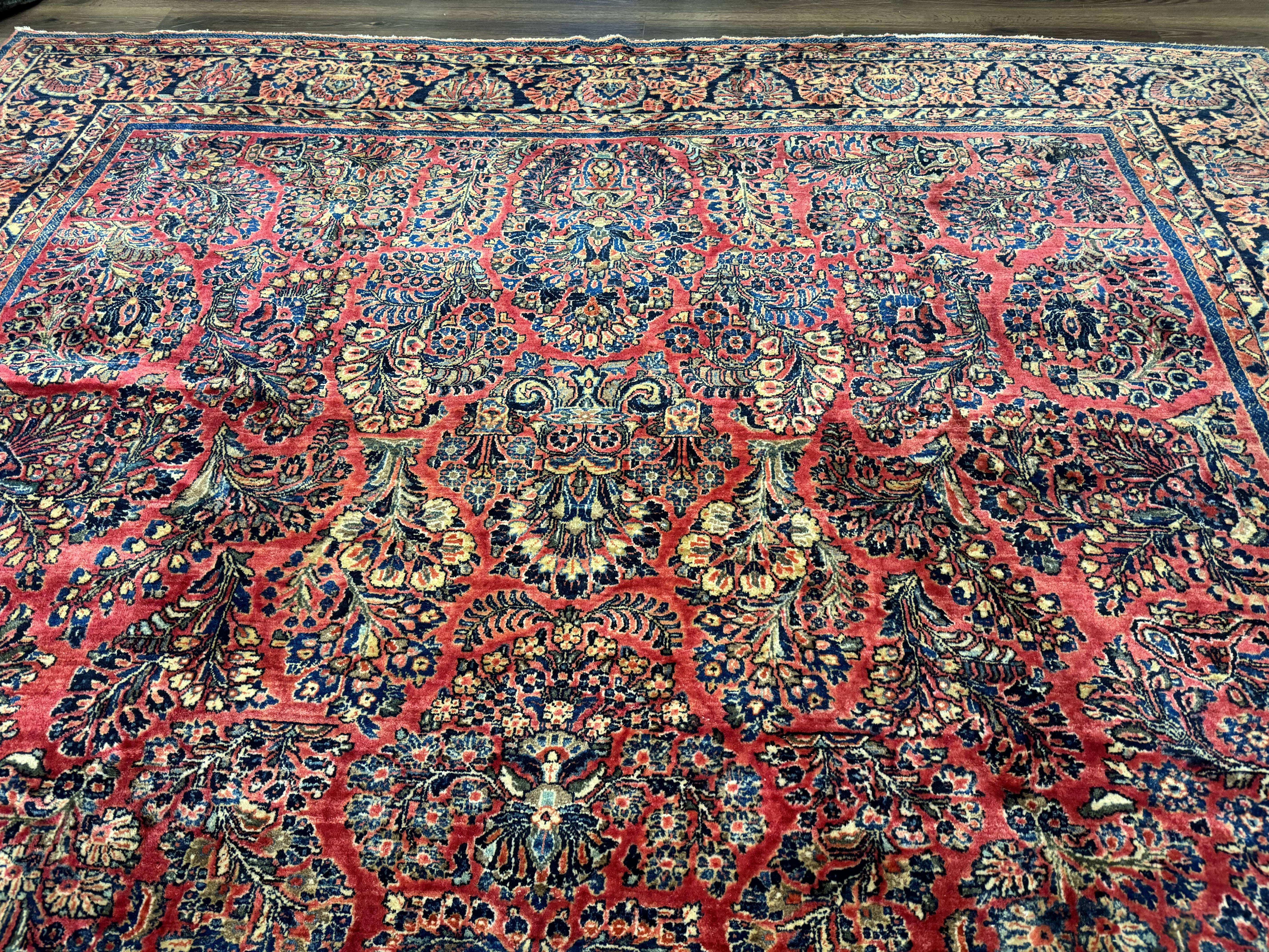Palace Size Persian Sarouk Rug 10x16, Rare Size, Red, Large Antique Persian Carpet - Jewel Rugs