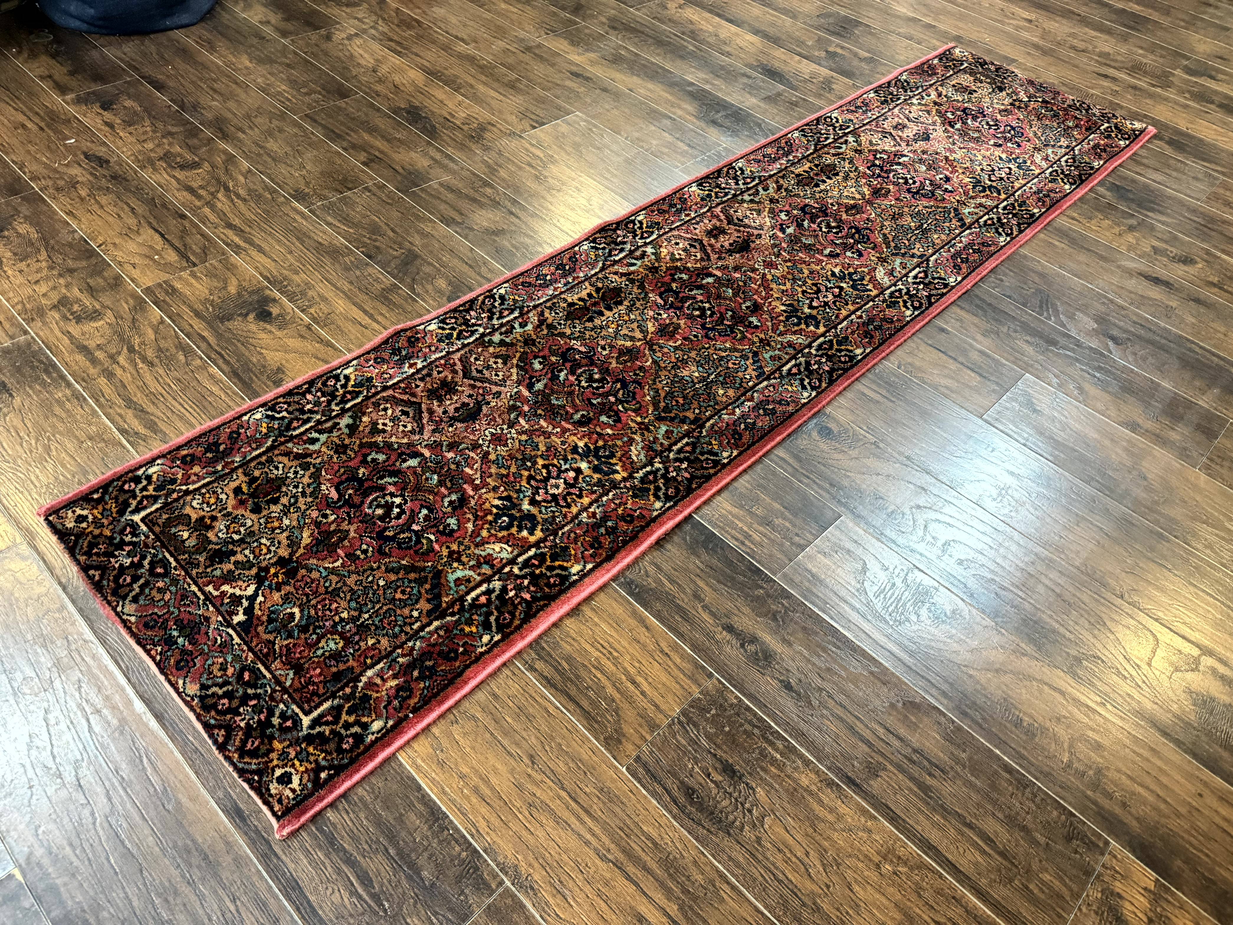Karastan Runner Rug 2x9, Multicolor Panel Kirman Runner #717, Wool Pile, Original 700 Series, Vintage, Skinny Runner 2 x 9, Rare - Jewel Rugs