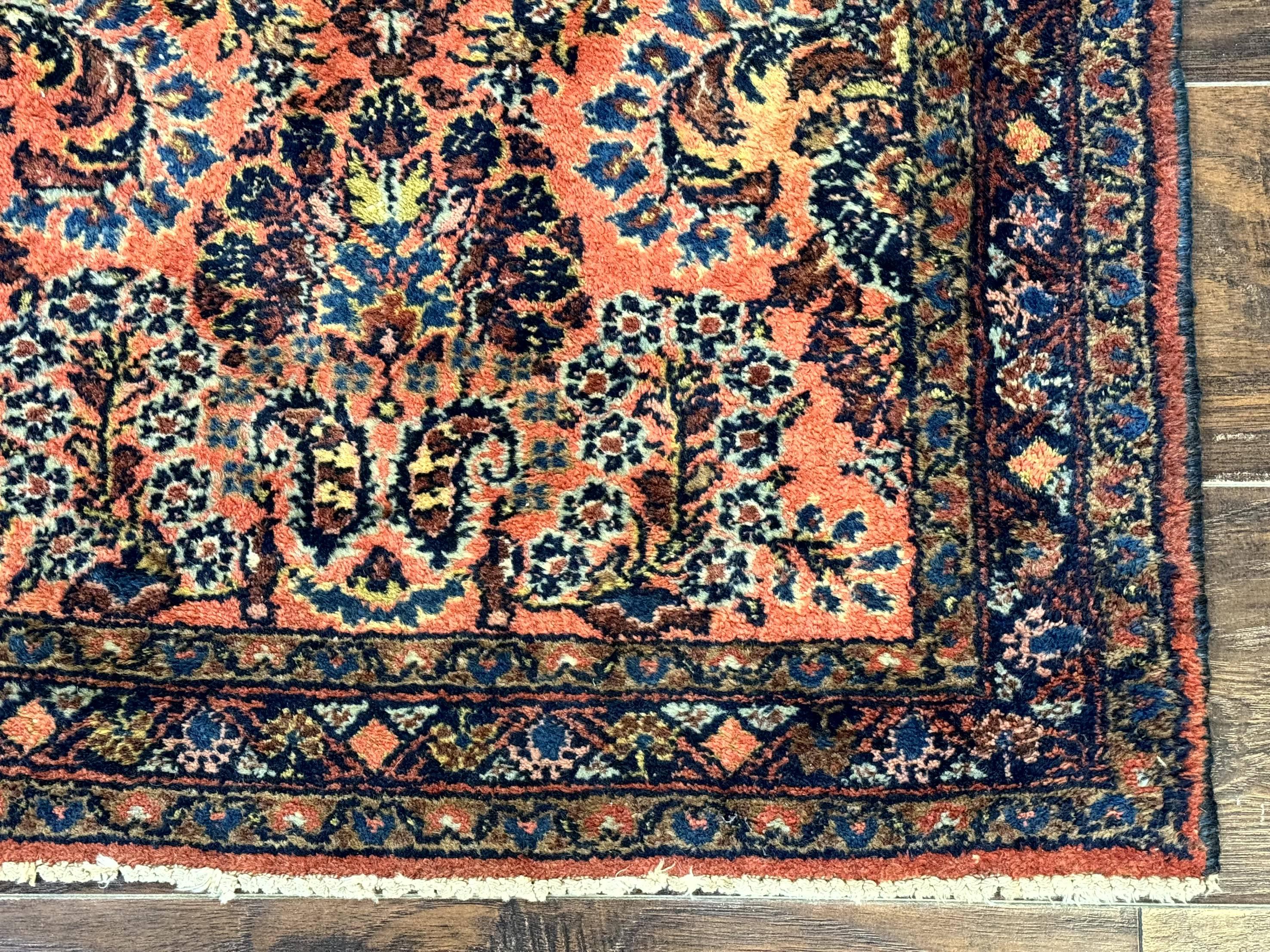 Antique Persian Lilihan Rug 2x4, Red, Floral, Wool, Handmade Lilian Persian Carpet - Jewel Rugs