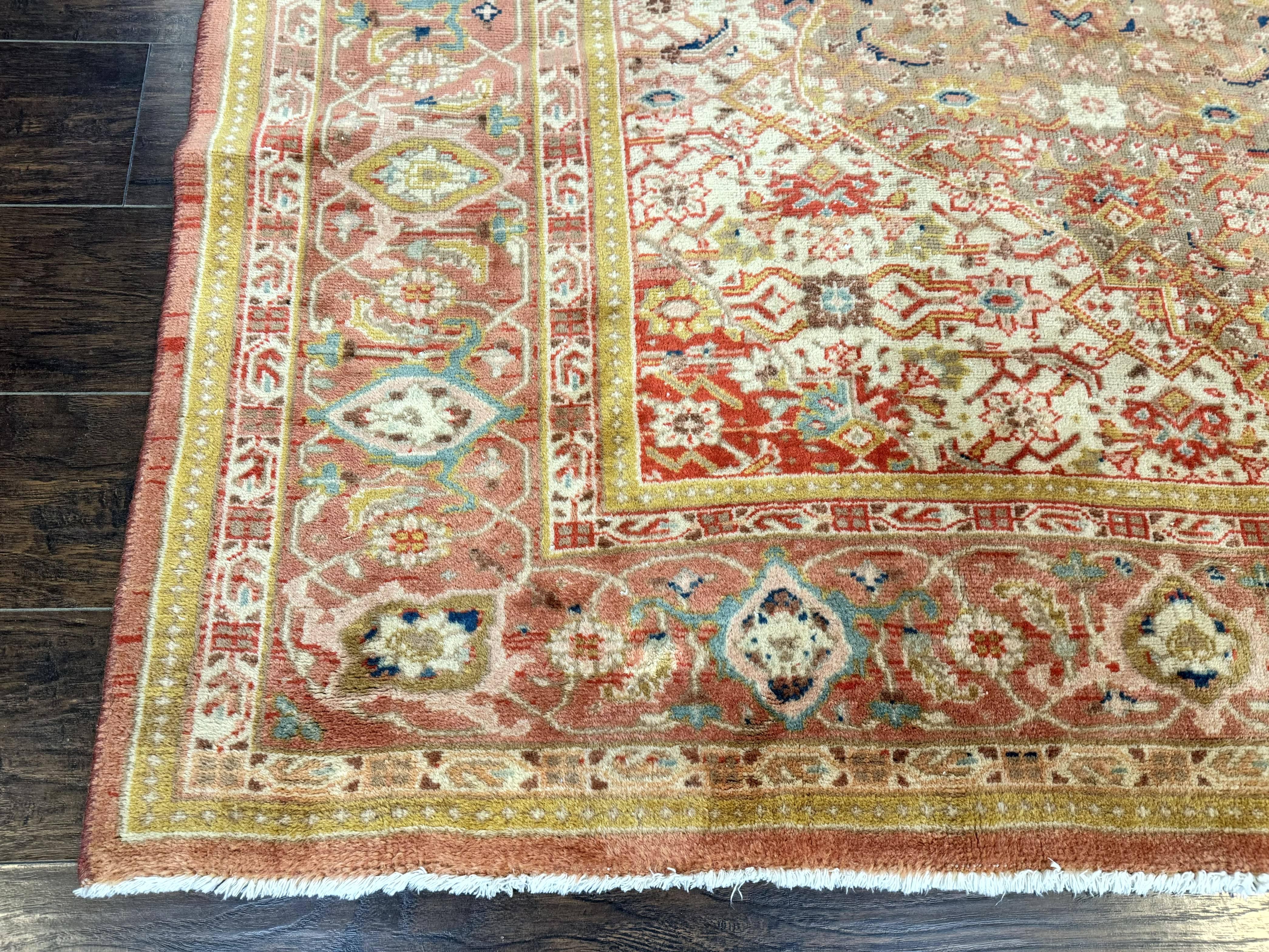 Antique Persian Tabriz Khoy Rug 8x10, Handmade Wool Carpet, Light Green Beige, Vintage Rug for Modern Home - Jewel Rugs