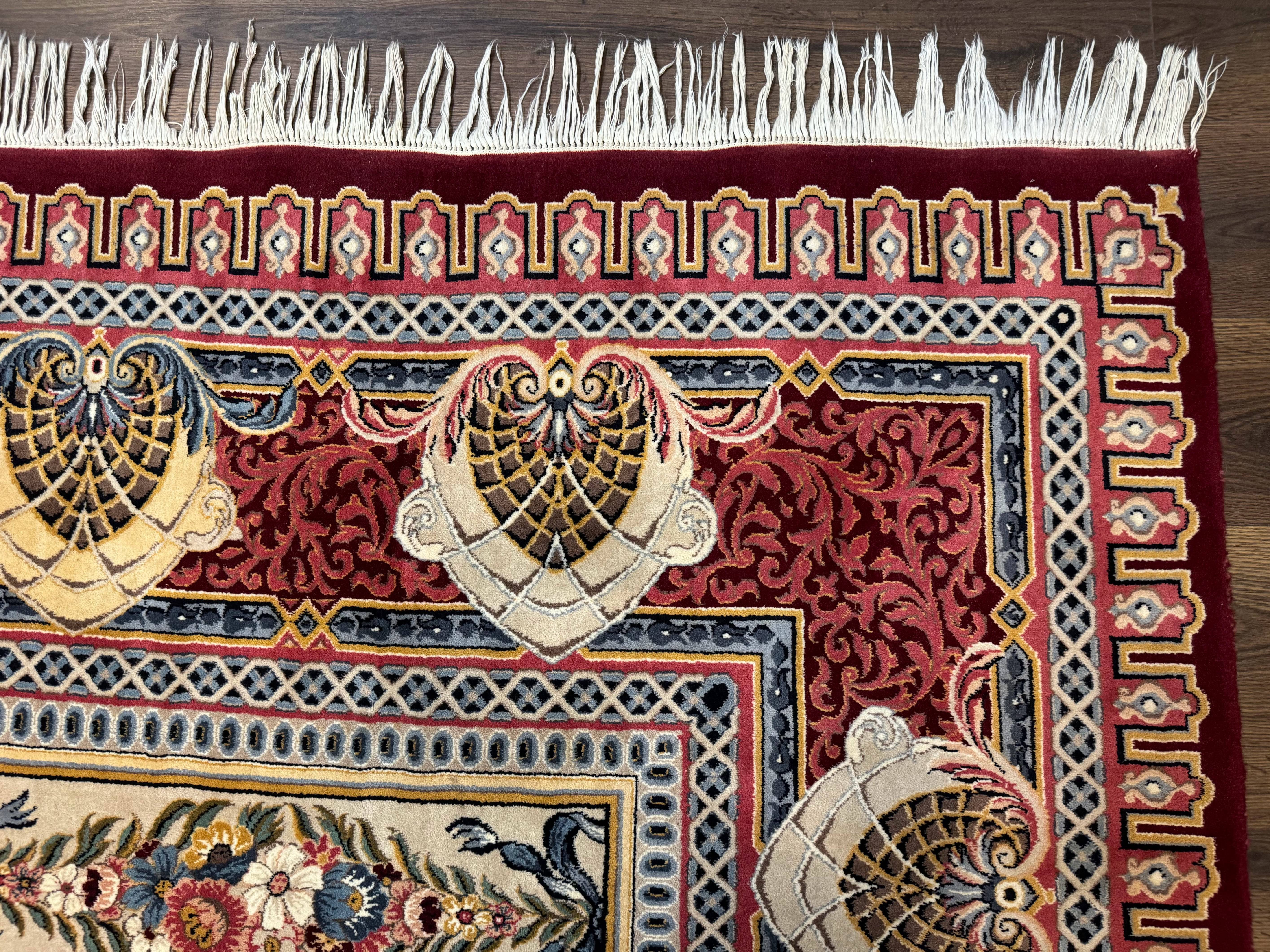 Wonderful Aubusson Rug 10x14, Red Maroon, Elegant, Fine 200 KPSI - Jewel Rugs