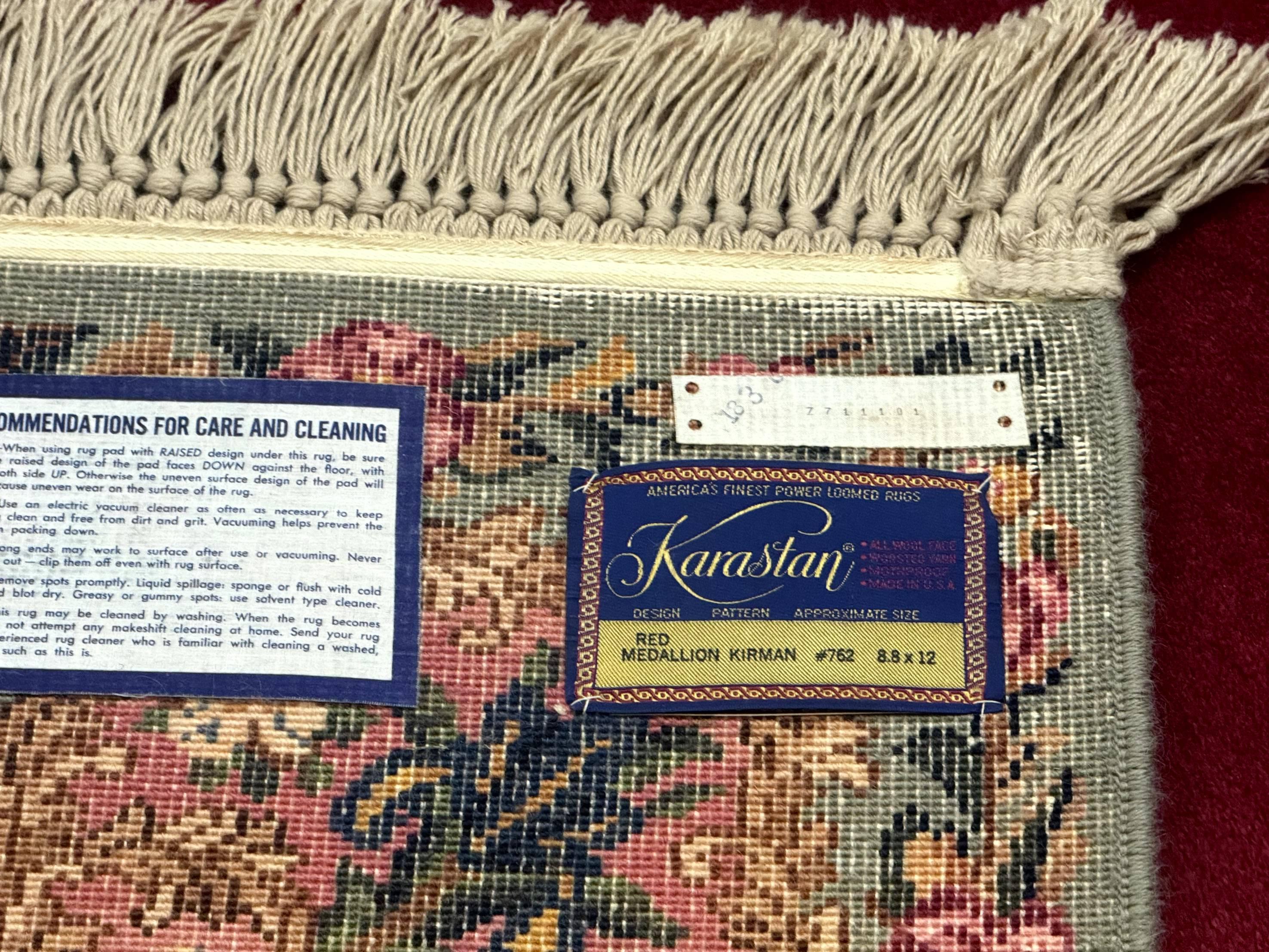 Karastan Rug 8.8 x12 Red Kirman #762, Original 700 Series, Vintage Karastan Carpet, Discontinued Karastan Rug, Karastan Wool Area Rug - Jewel Rugs