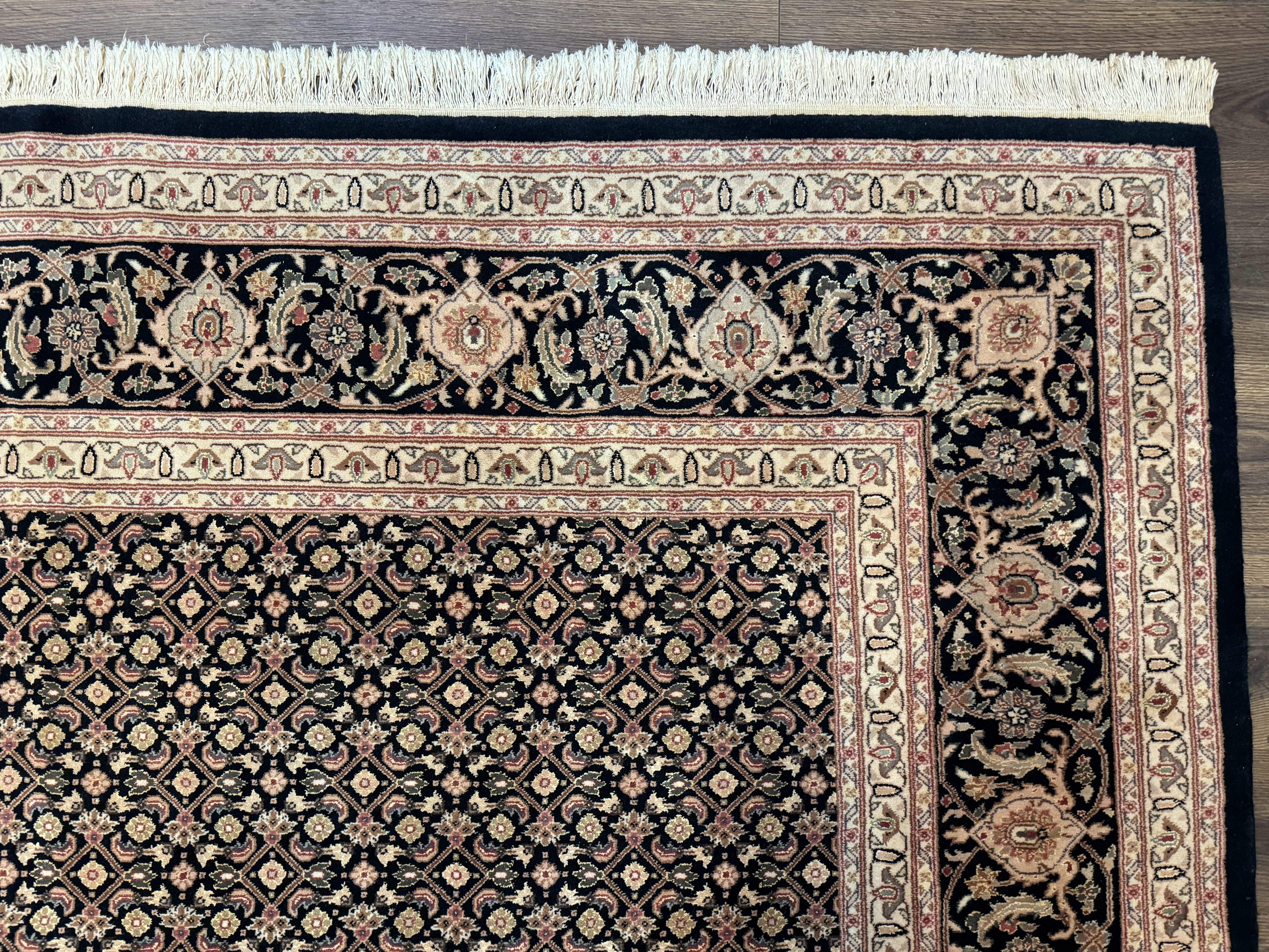 Sino Persian Mahi Rug 9x12, Wool and Silk, Black - Jewel Rugs