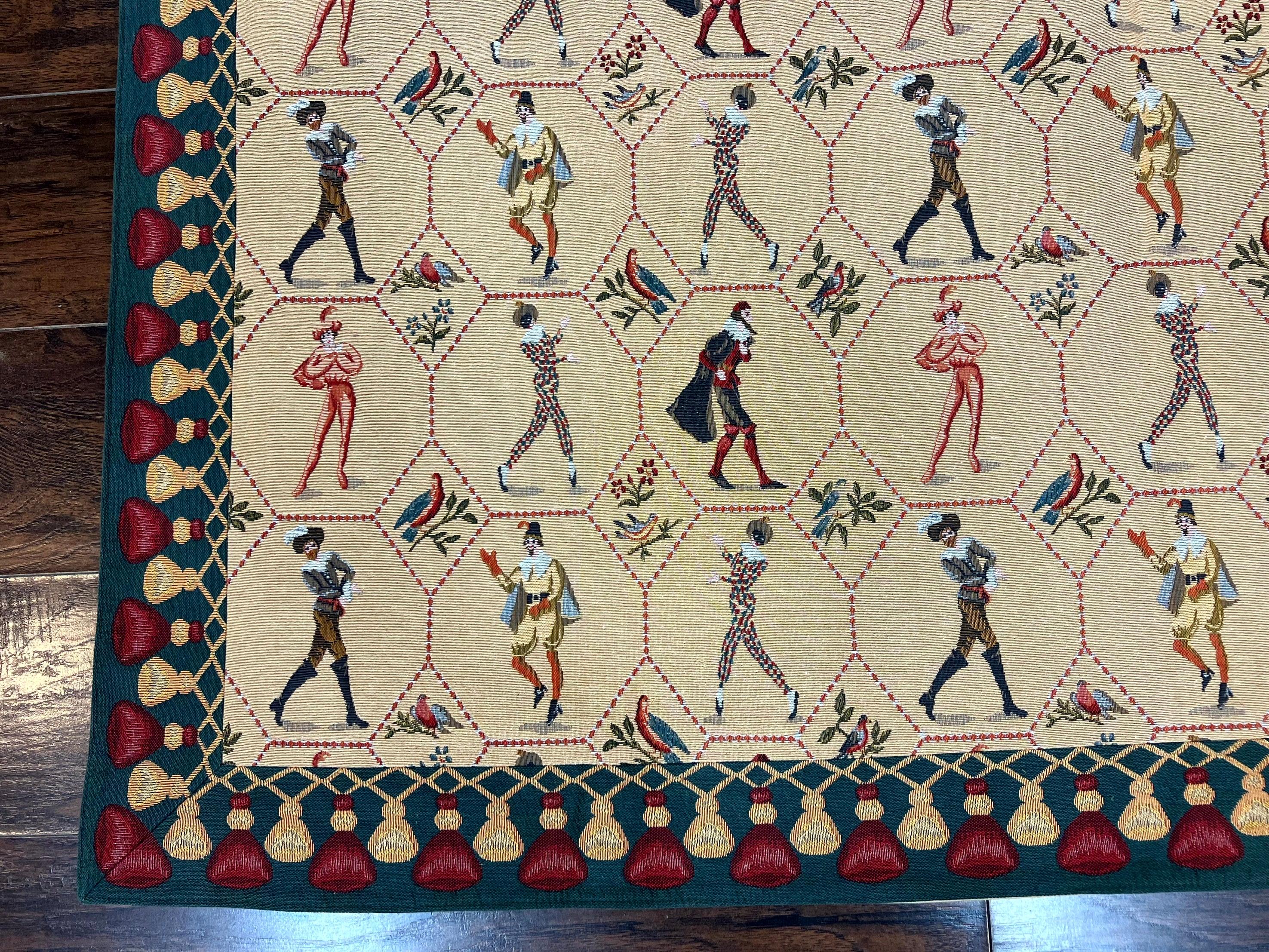 Square Tapestry 5x5, Wall Hanging, Human Pictorials, Court Jesters, Vintage - Jewel Rugs